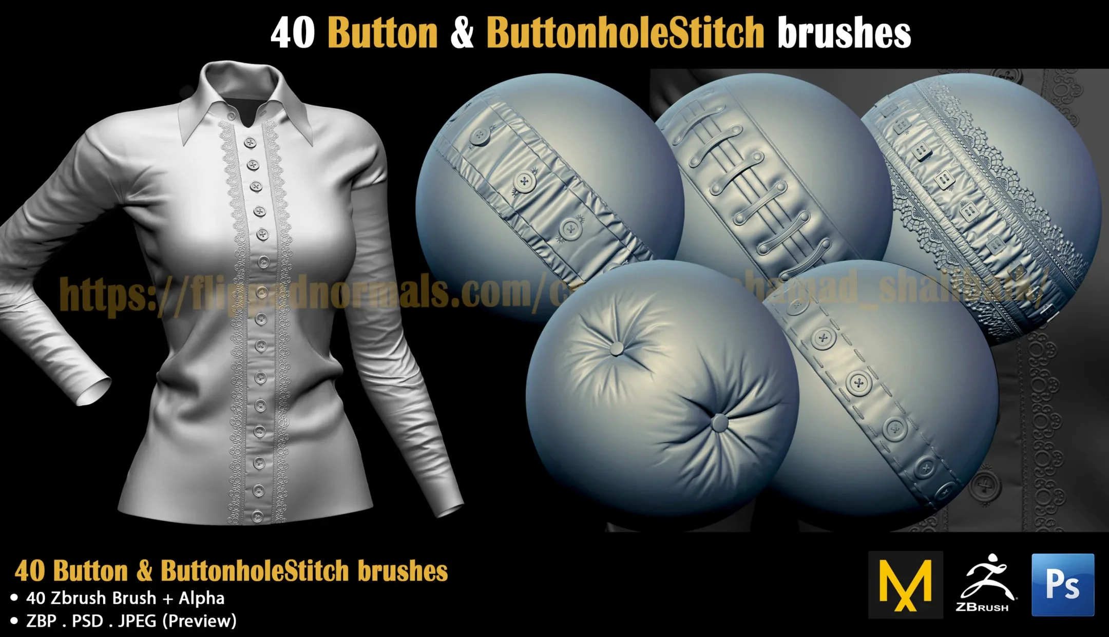 40 Button & Buttonhole Stitch Brushes