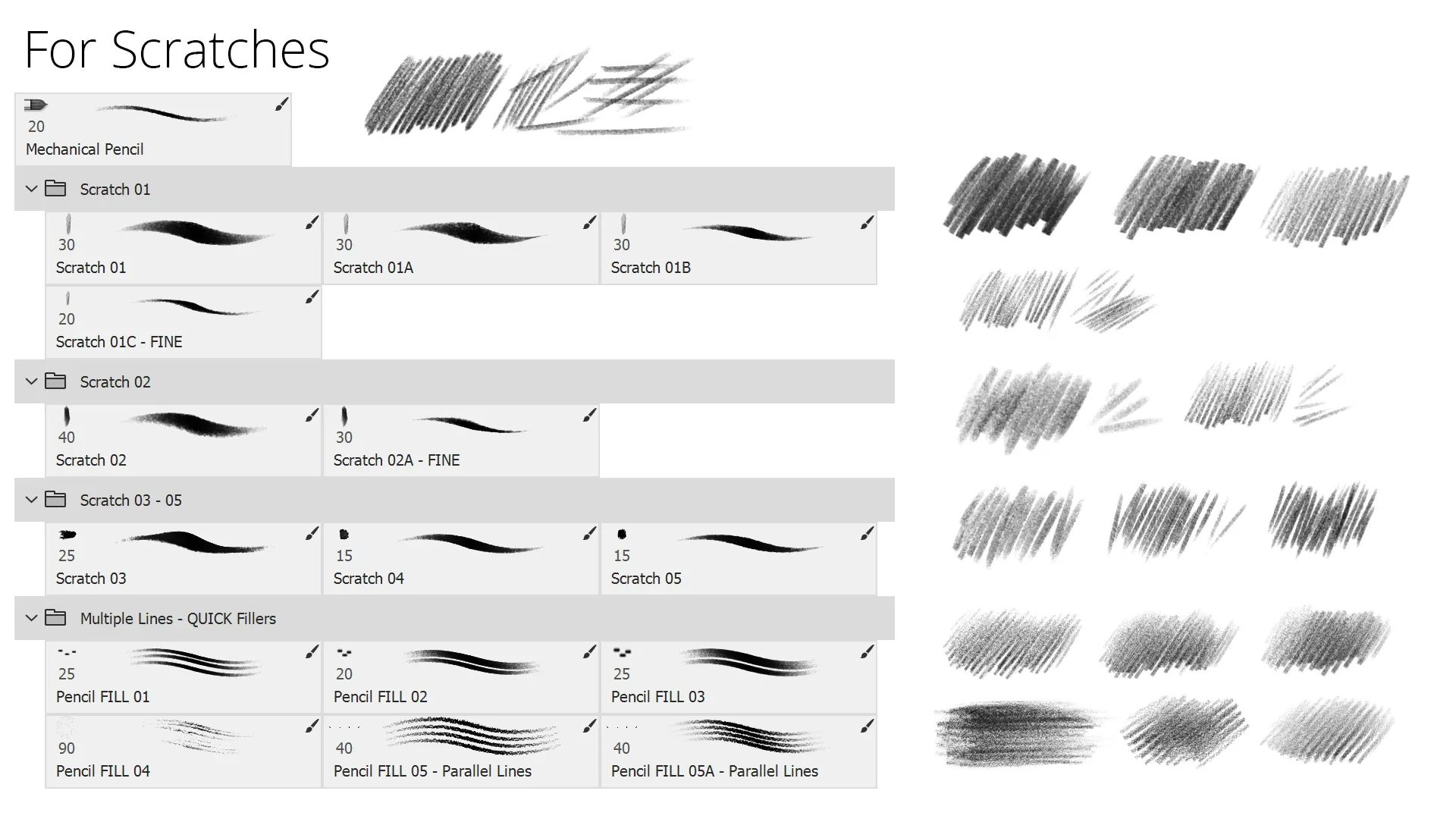 Pencil Brushes for Sketching - High DPI