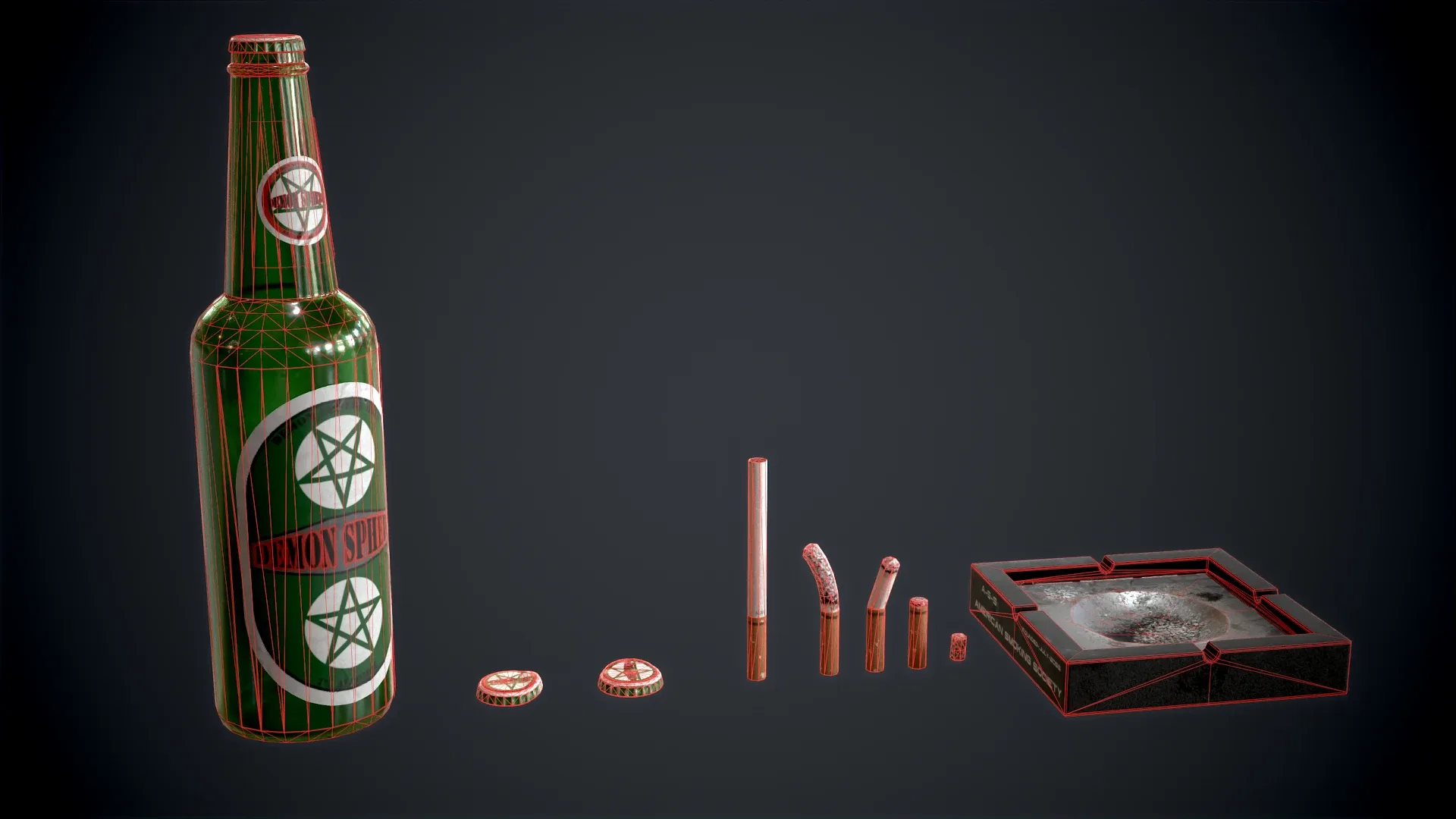 Beer, Cigarattes and Ashtray - Game Ready - PBR