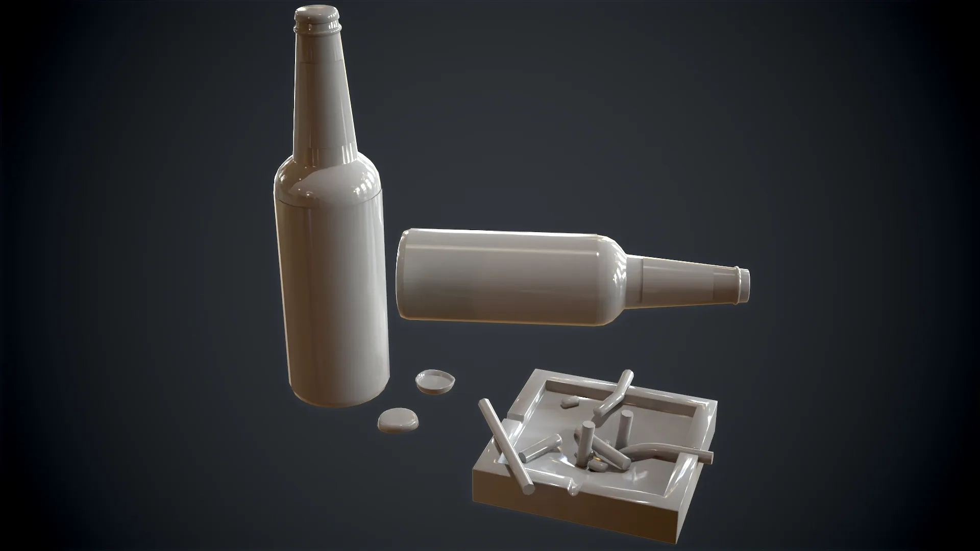 Beer, Cigarattes and Ashtray - Game Ready - PBR