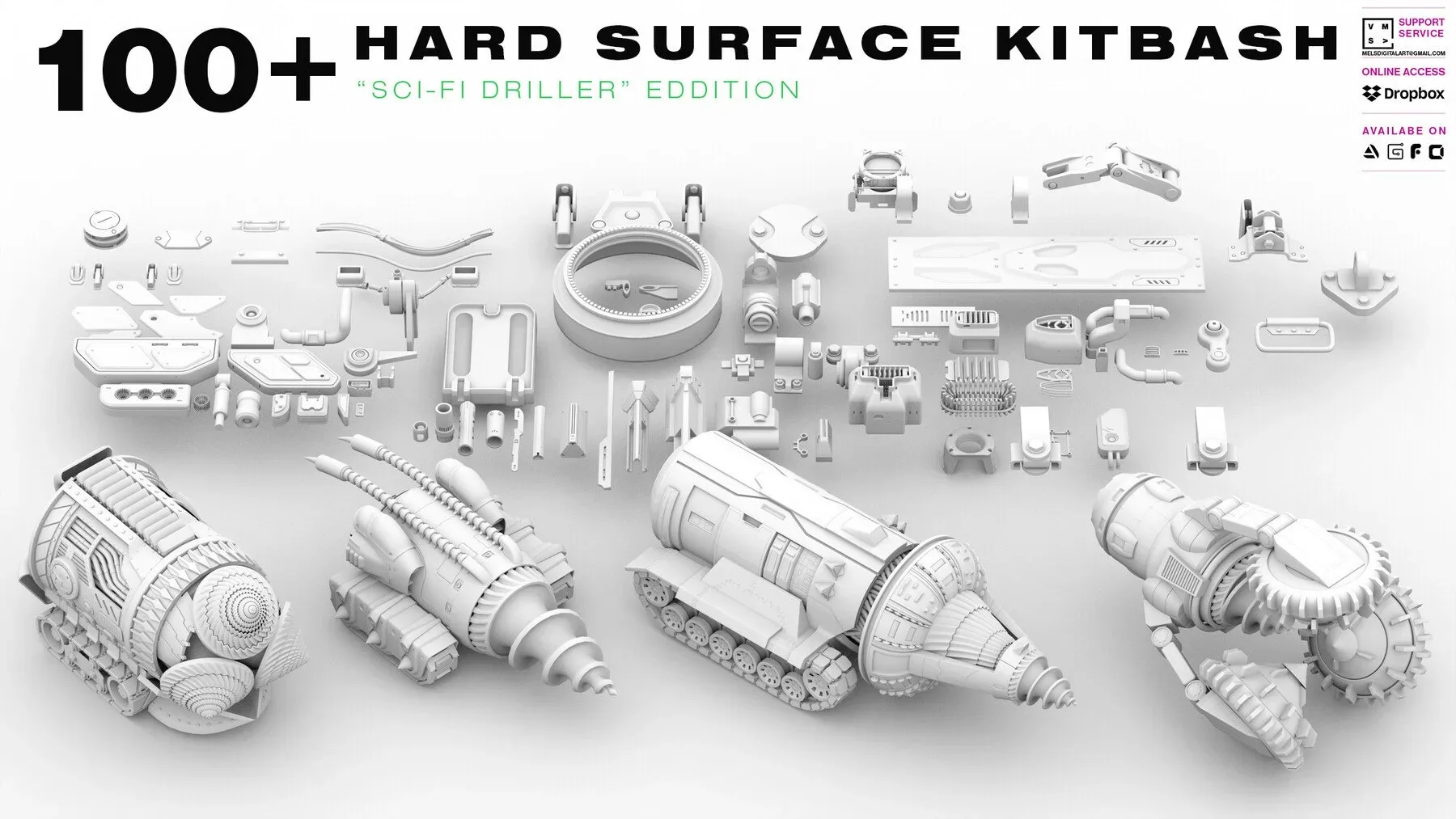 100+ HARD SURFACE KITBASH [PRODUCTION - FlippedNormals