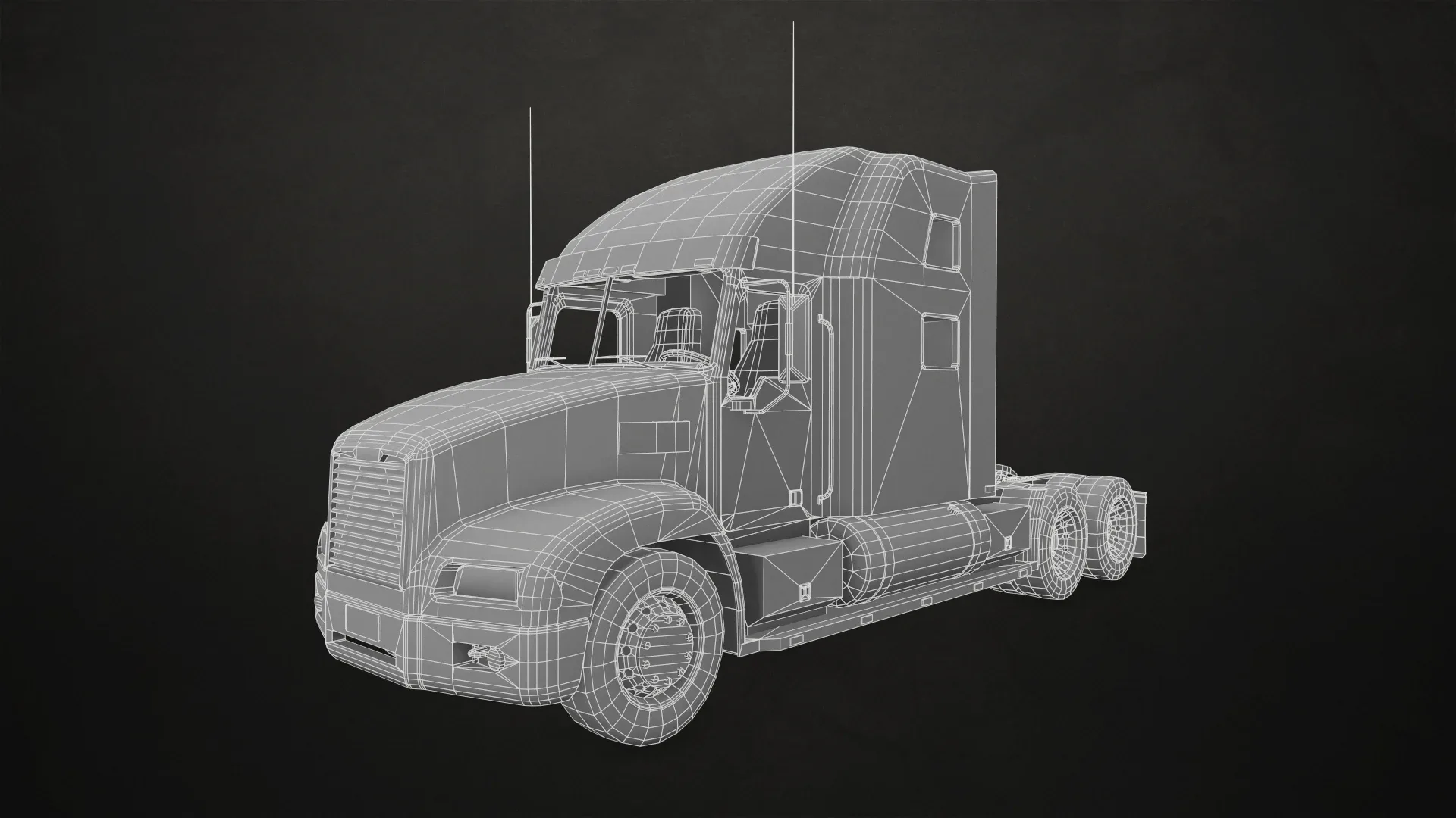 Semi Truck Tanker - Low Poly