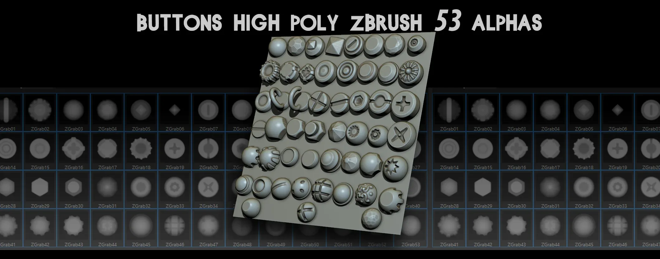 Buttons High Poly Zbrush 53 Alphas