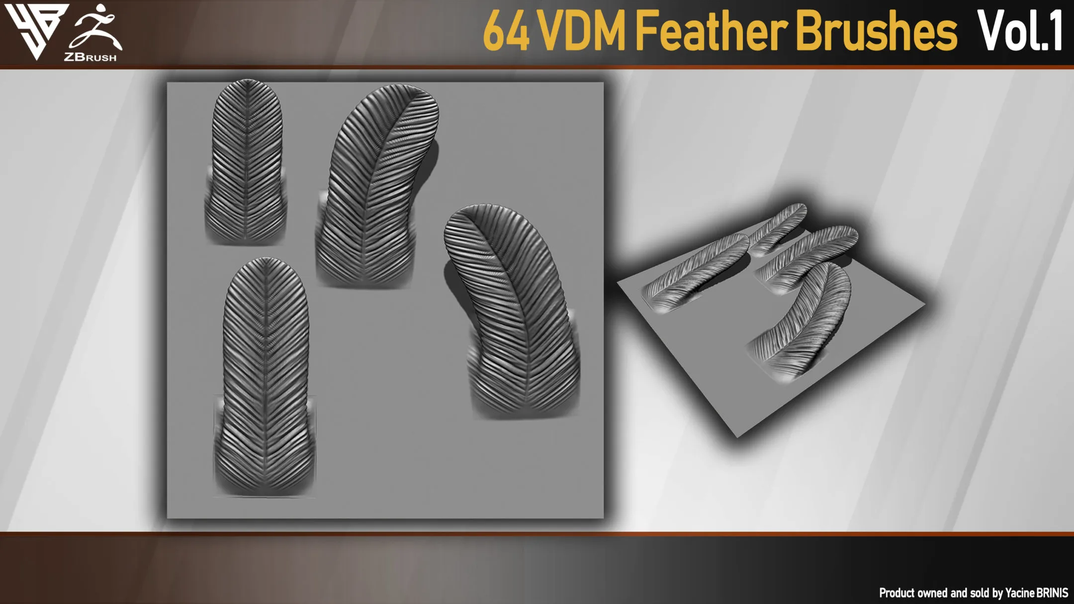 64 VDM Feather Brushes for ZBrush