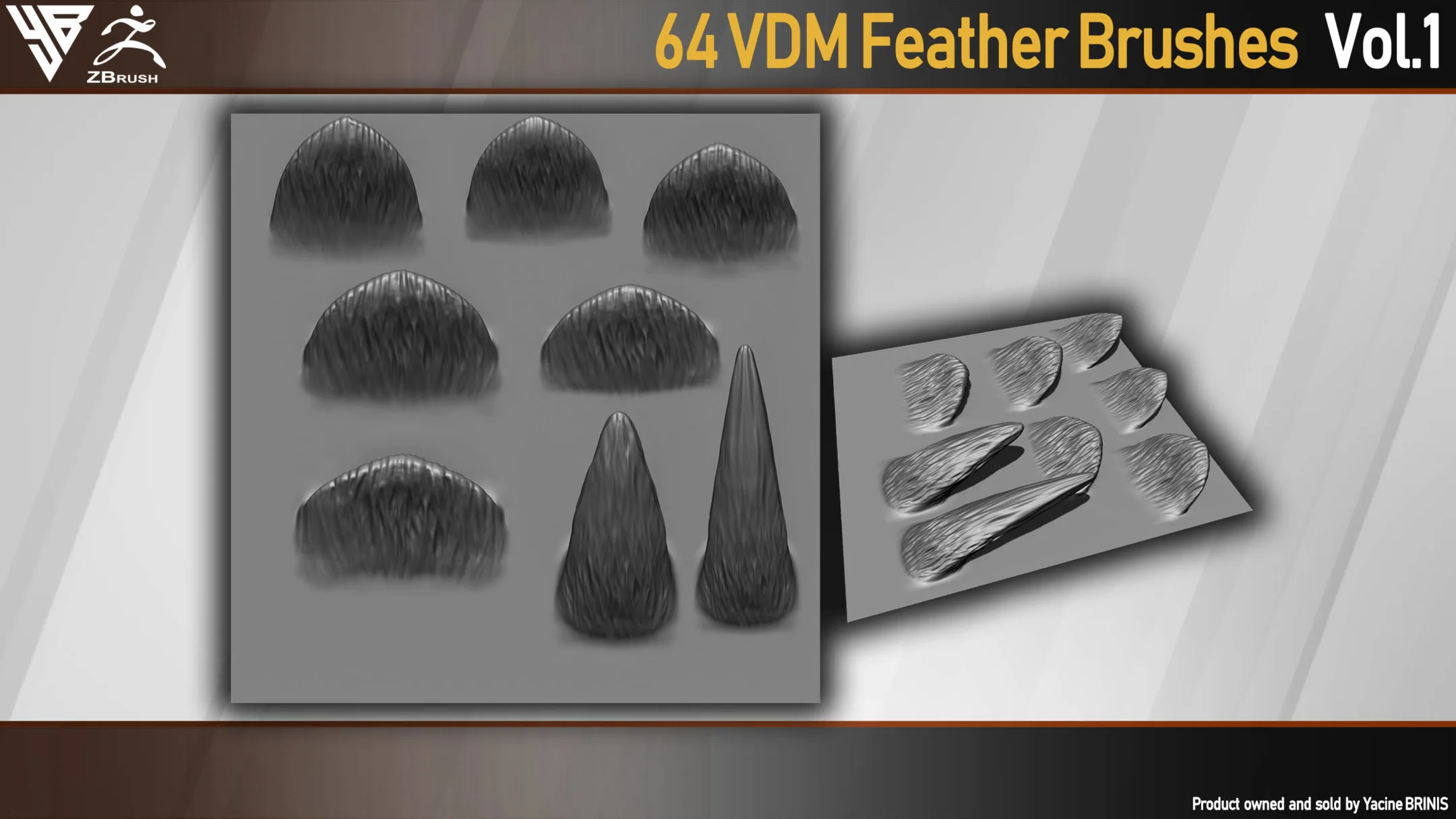 64 VDM Feather Brushes for ZBrush