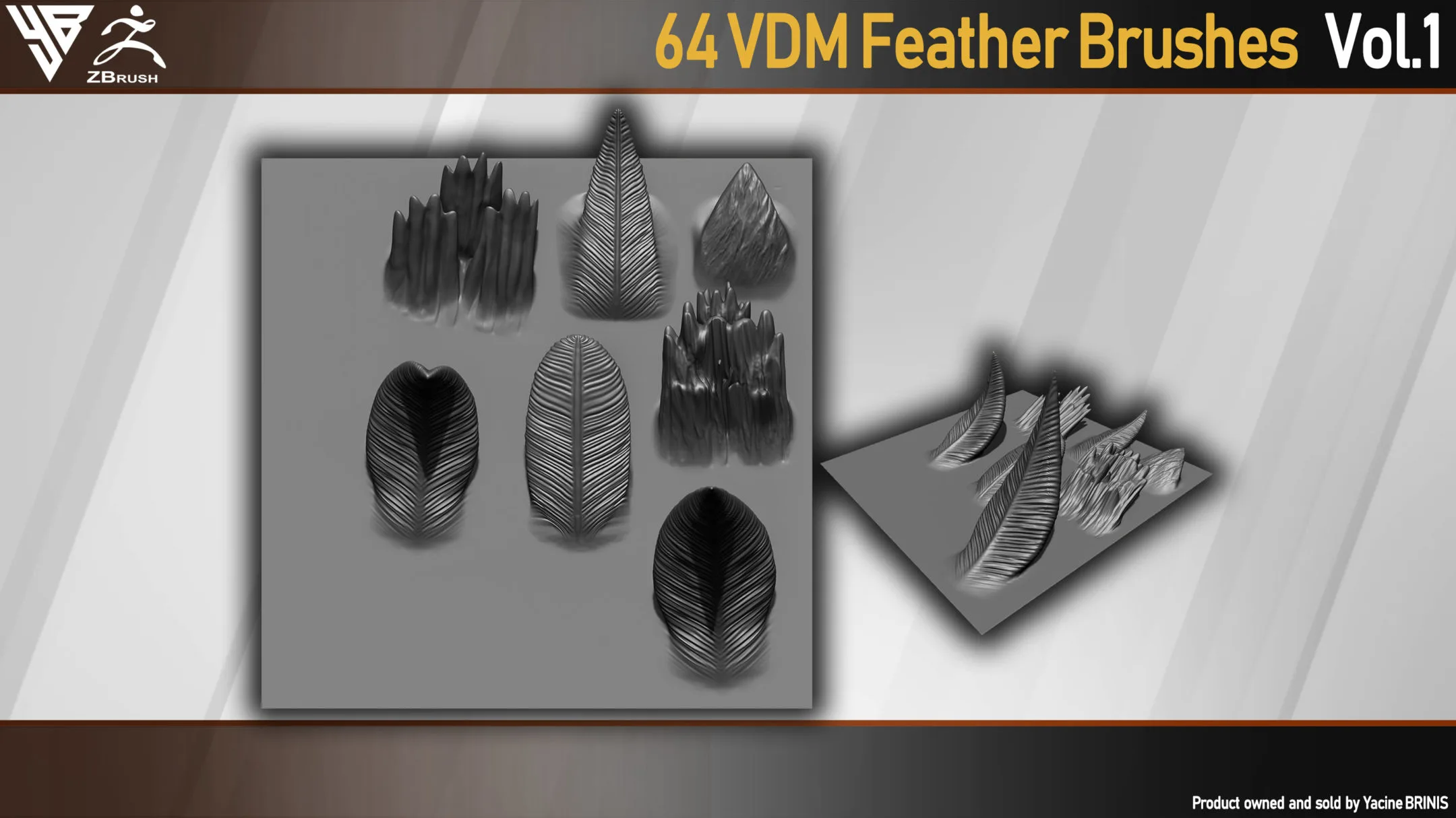 64 VDM Feather Brushes for ZBrush