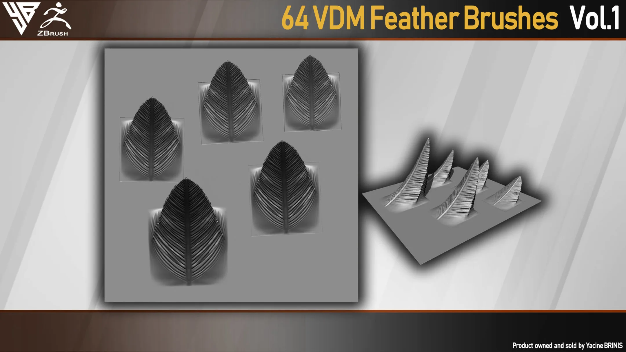 64 VDM Feather Brushes for ZBrush