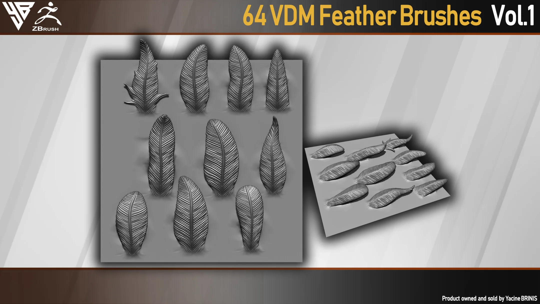 64 VDM Feather Brushes for ZBrush