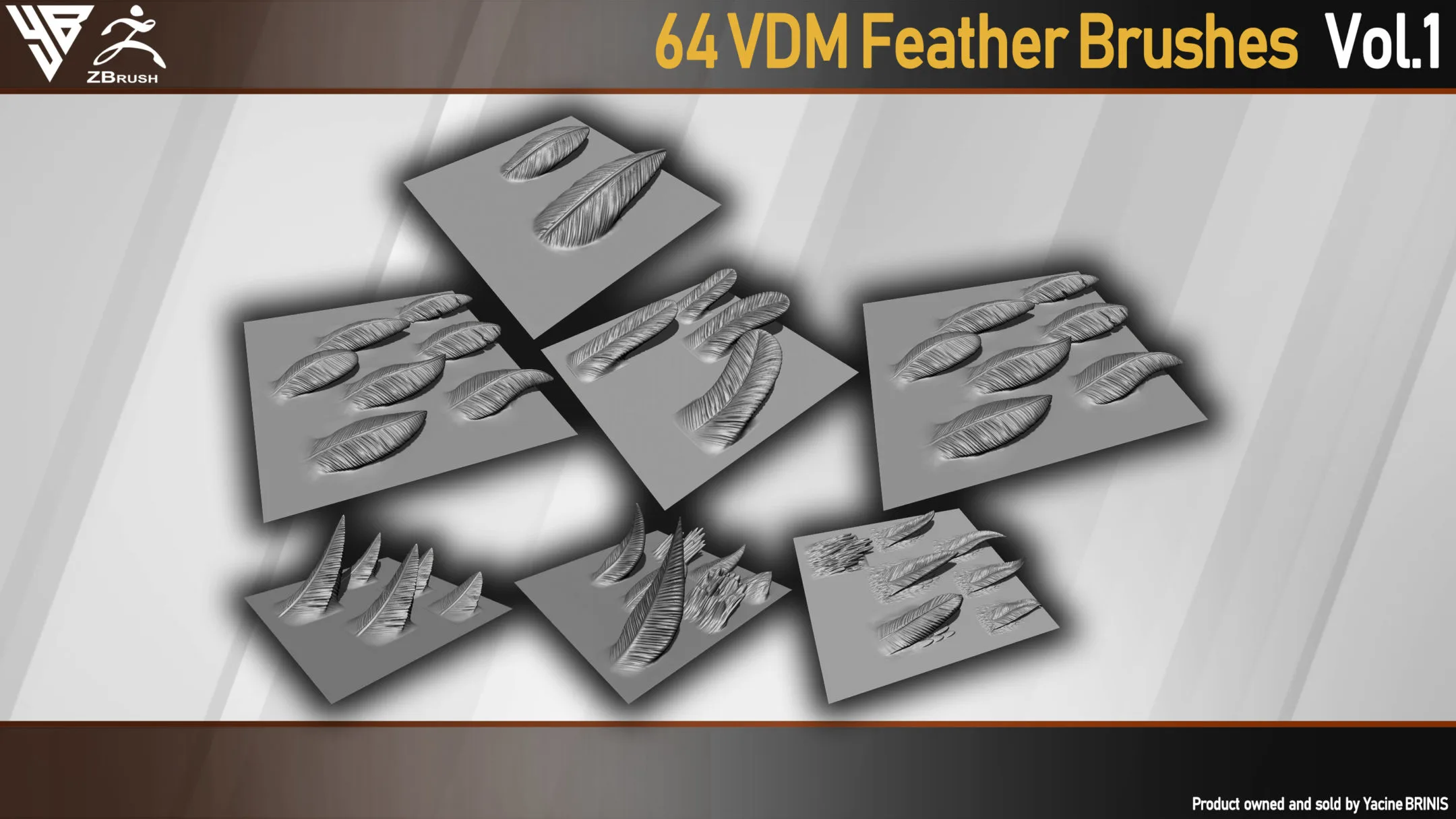 64 VDM Feather Brushes for ZBrush