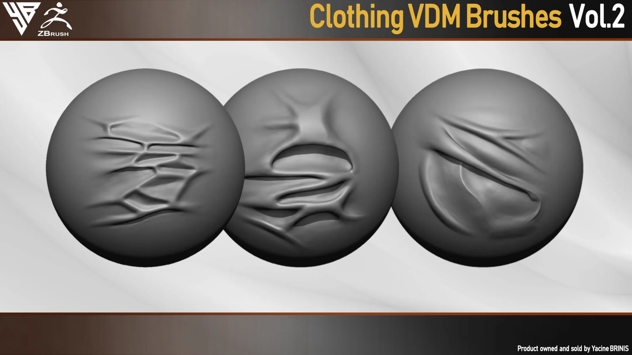 50 VDM Clothing Brushes for ZBrush (Creases, Folds, Wrinkles, Silks) + 50 Alphas. Vol 2