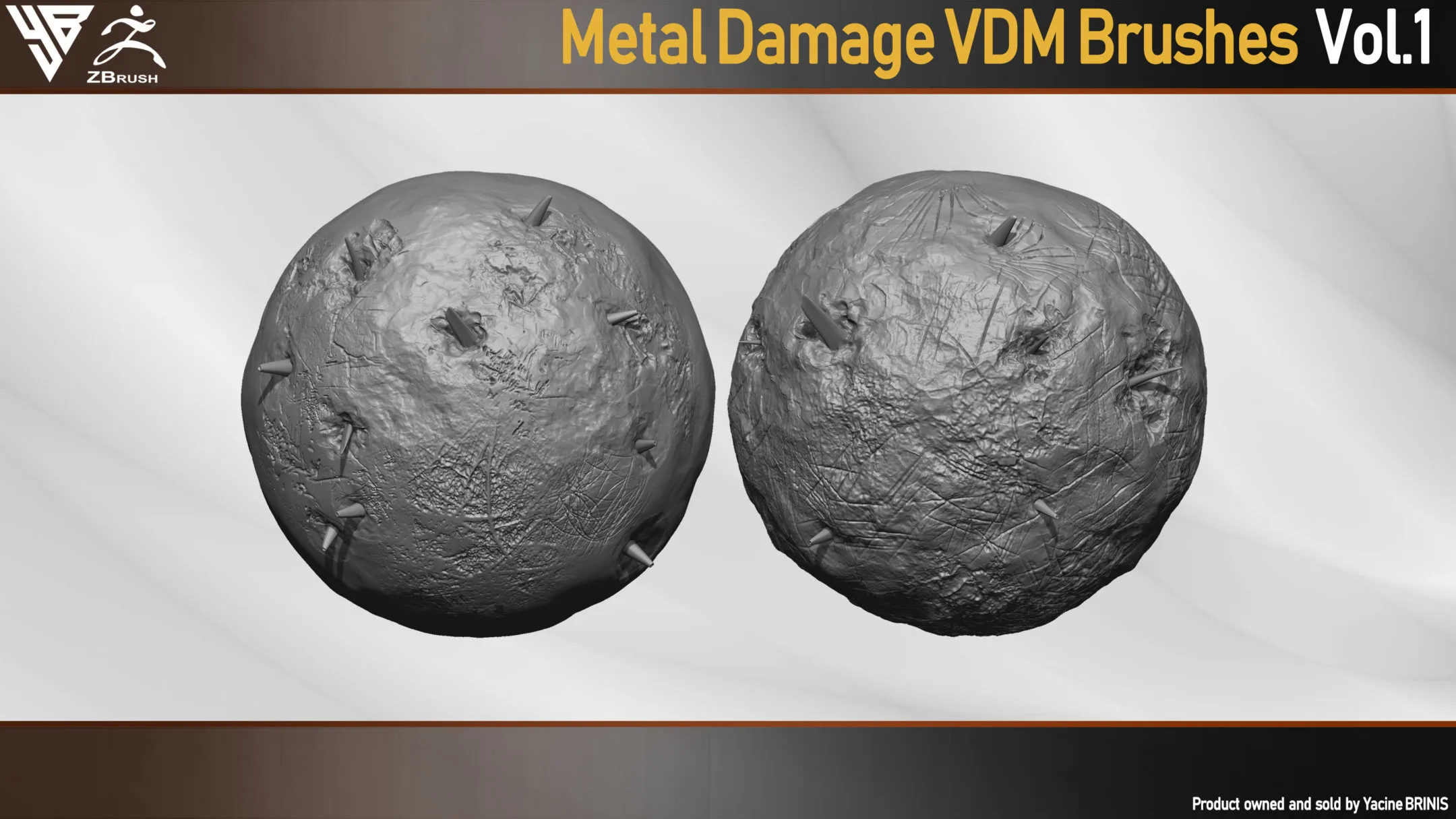 50 VDM Metal Damage Brushes for ZBrush + 50 Alphas. Vol 1 (Metal Textures)