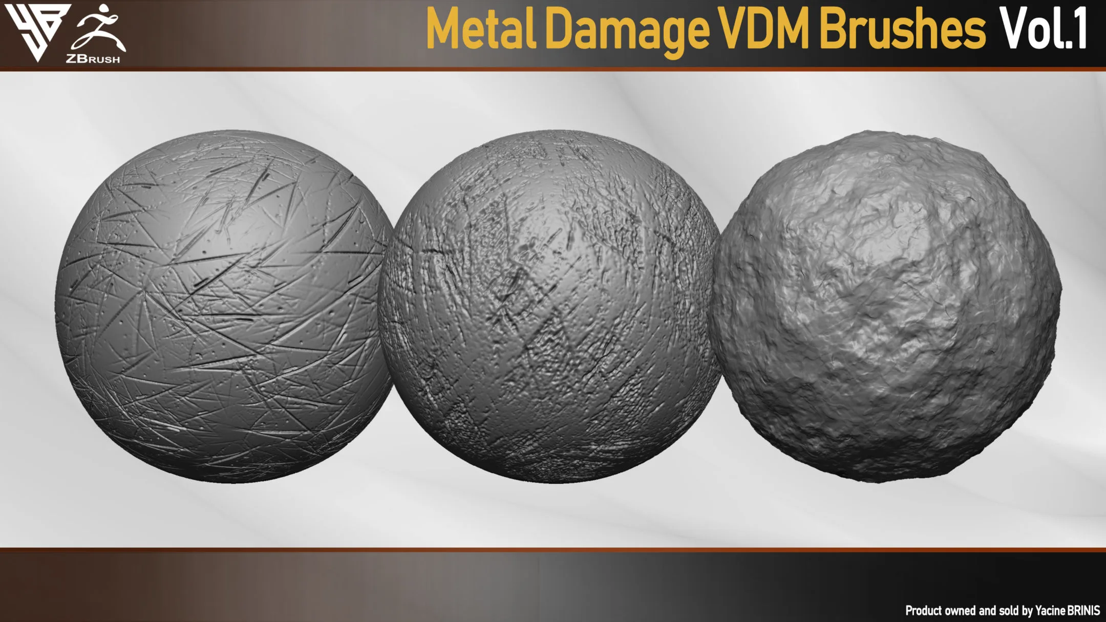 50 VDM Metal Damage Brushes for ZBrush + 50 Alphas. Vol 1 (Metal Textures)