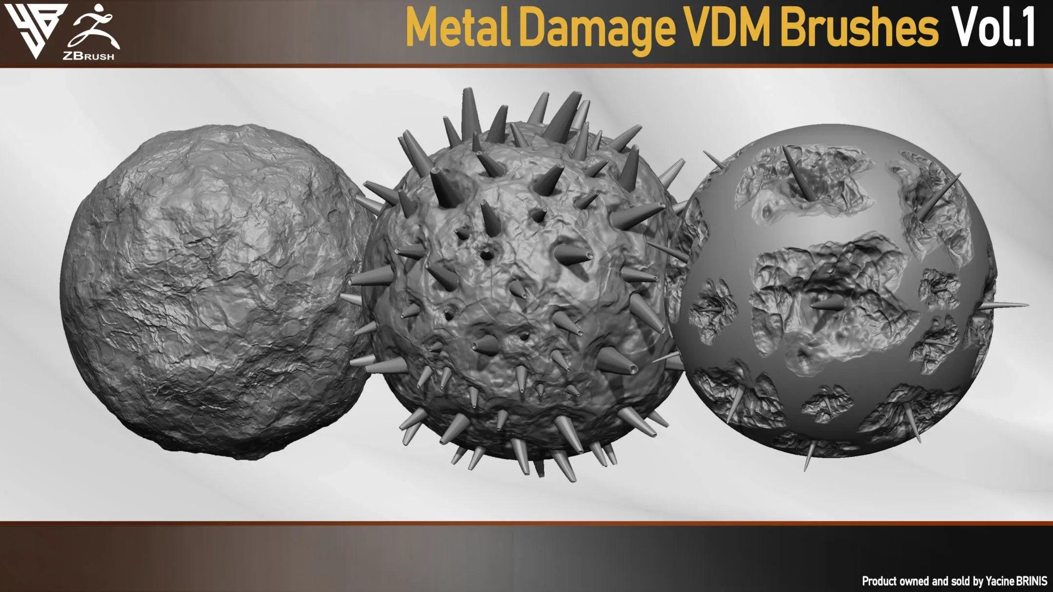 50 VDM Metal Damage Brushes for ZBrush + 50 Alphas. Vol 1 (Metal Textures)