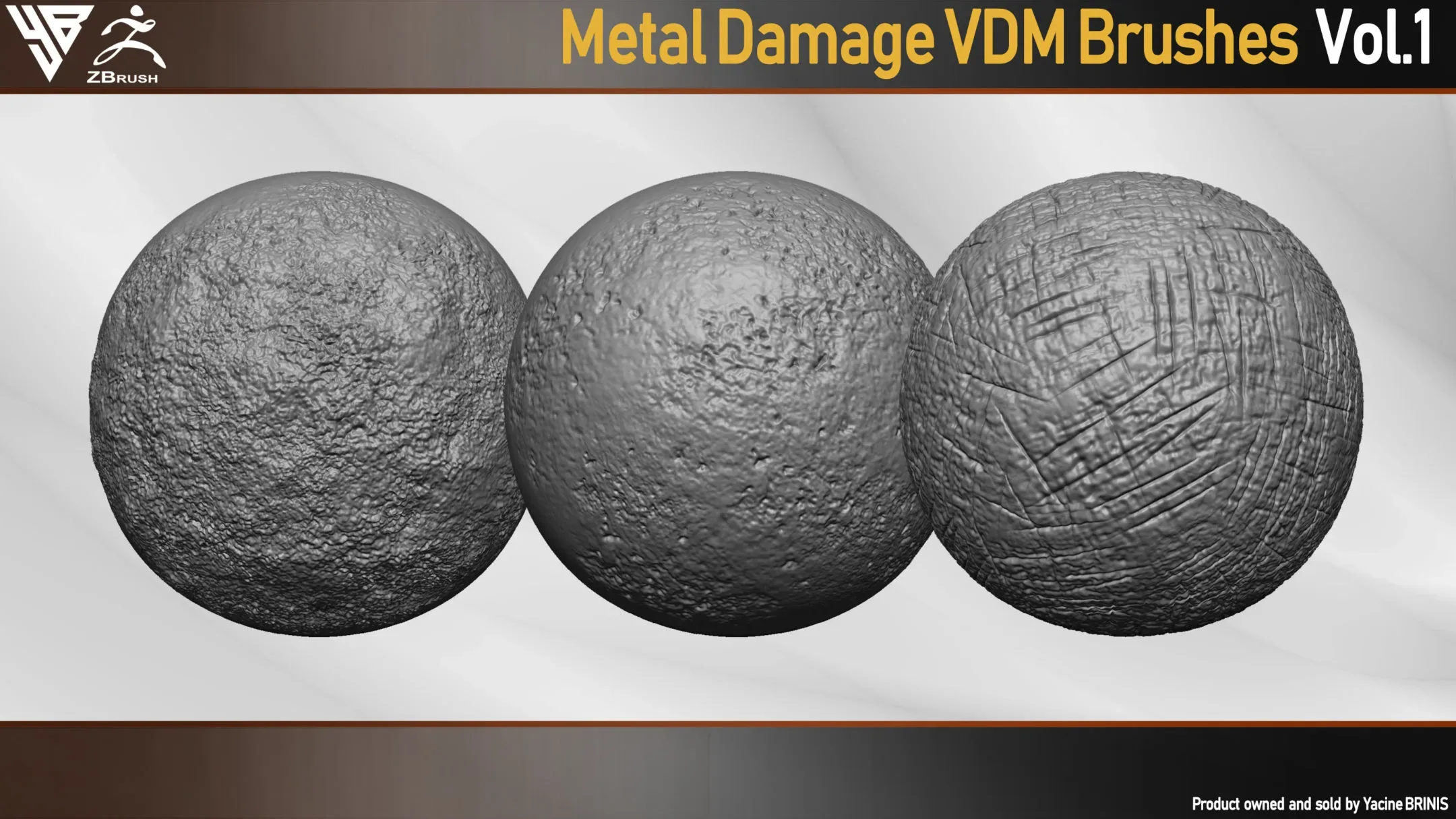 50 VDM Metal Damage Brushes for ZBrush + 50 Alphas. Vol 1 (Metal Textures)