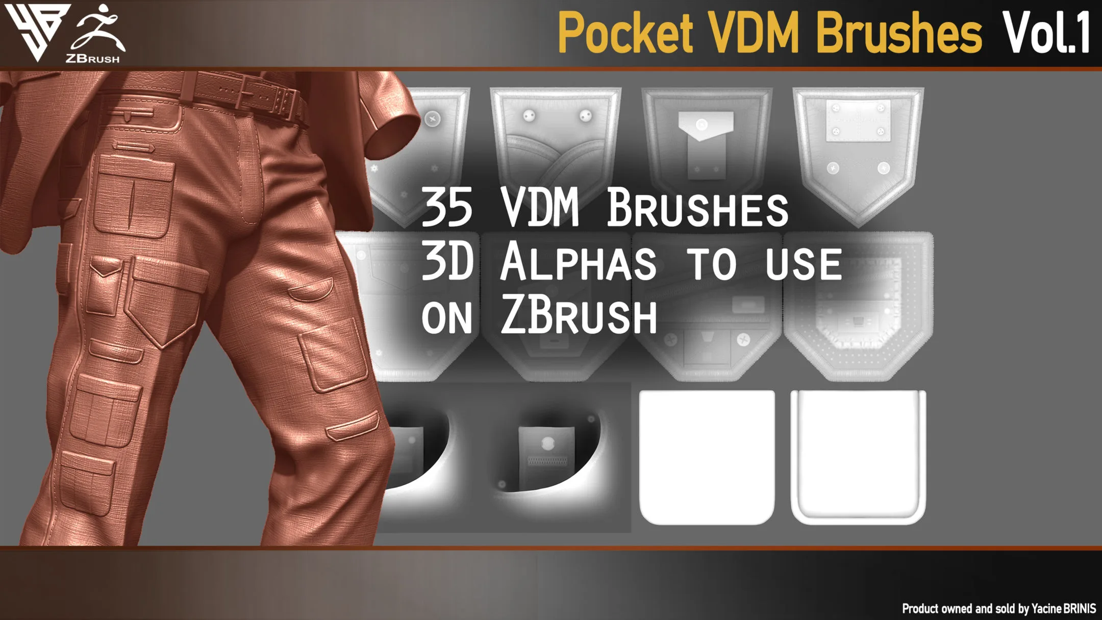 Pocket VDM Brushes for ZBrush (For Clothes). Vol 1