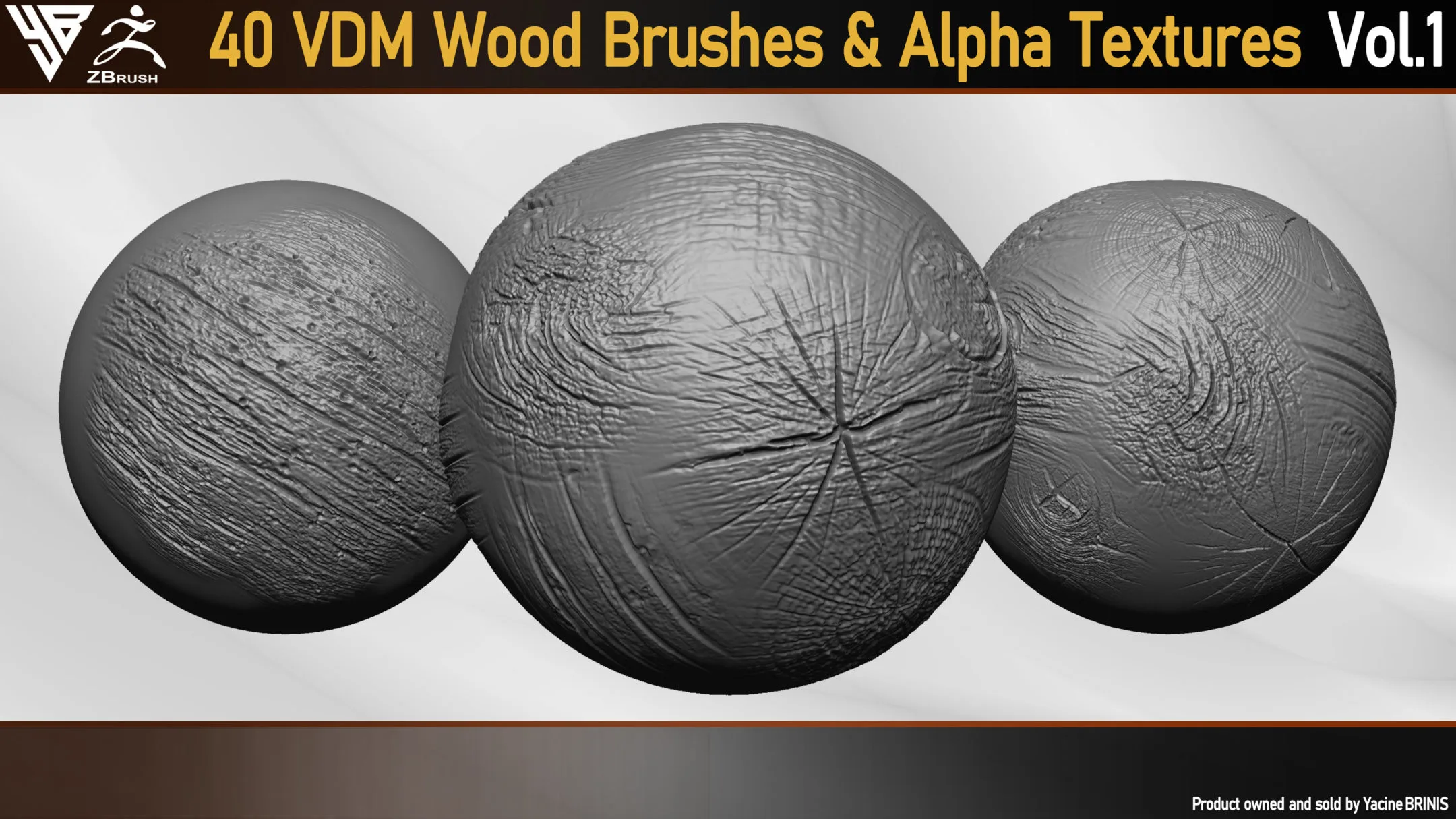 40 VDM Wood Brushes for ZBrush & Alpha Textures Vol 01