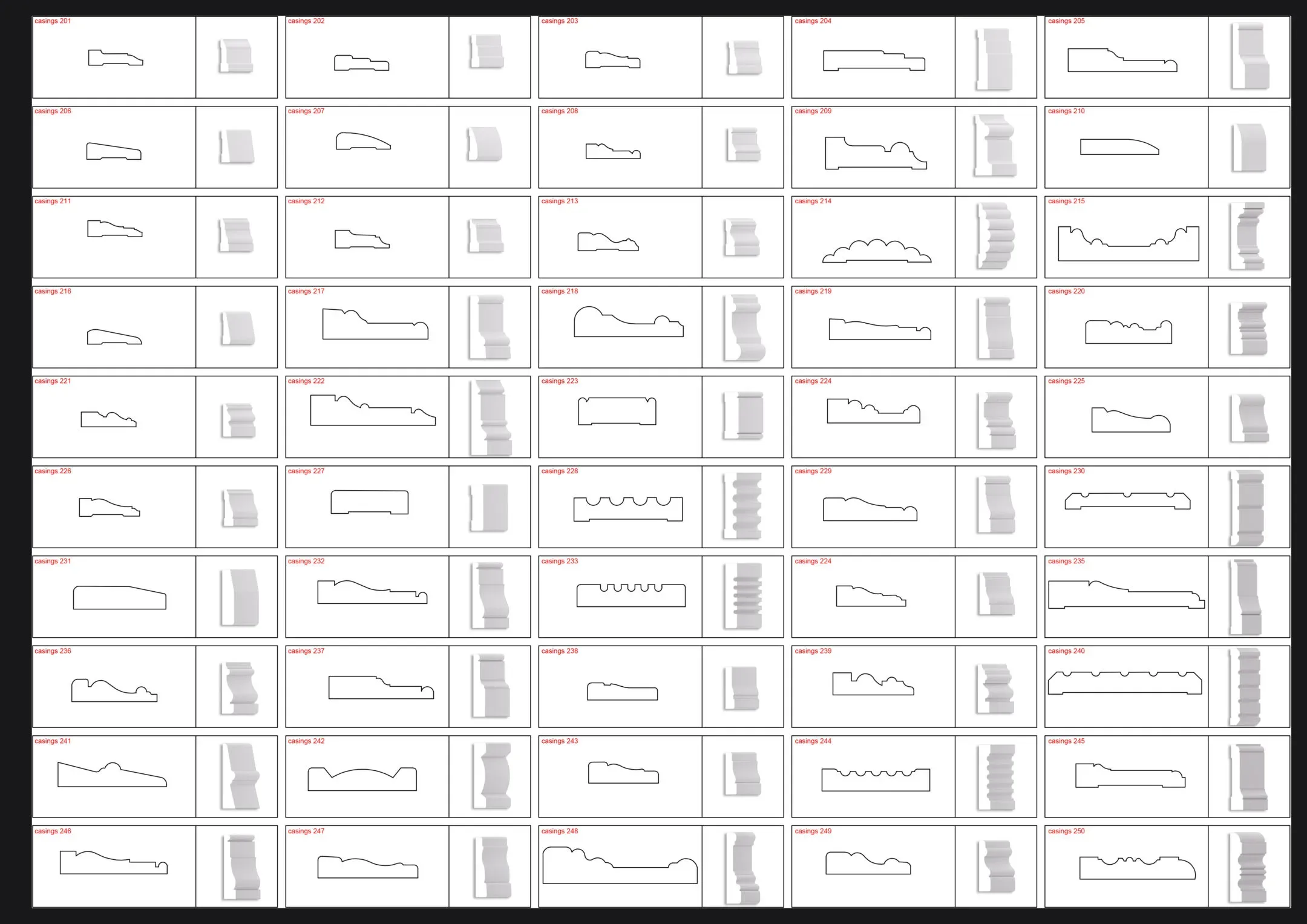 1115 Molding Profile CASING +PANEL CHAIR CAP +CROWN +DOOR & DRAWER +HANDRAIL +BASEBOARD