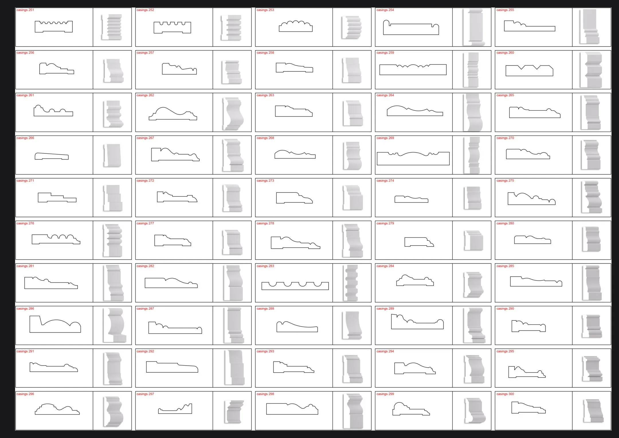 1115 Molding Profile CASING +PANEL CHAIR CAP +CROWN +DOOR & DRAWER +HANDRAIL +BASEBOARD