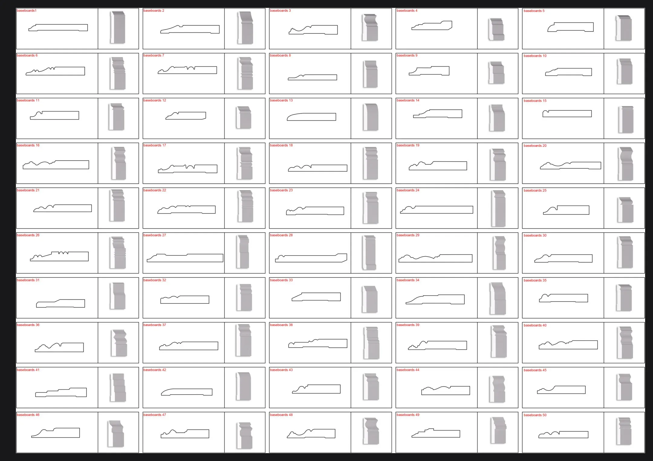 1115 Molding Profile CASING +PANEL CHAIR CAP +CROWN +DOOR & DRAWER +HANDRAIL +BASEBOARD