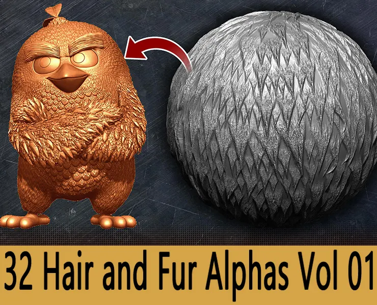 32 Hair & Fur Alphas / Textures Vol 01