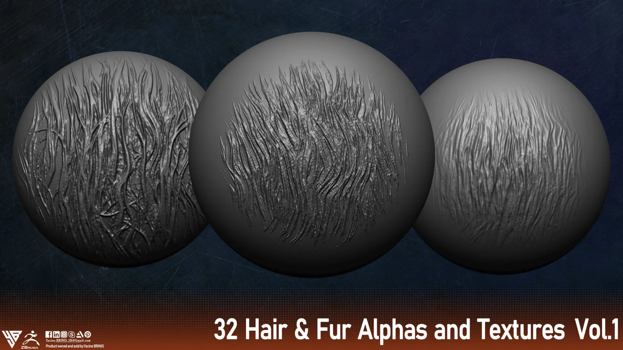 32 Hair & Fur Alphas / Textures Vol 01