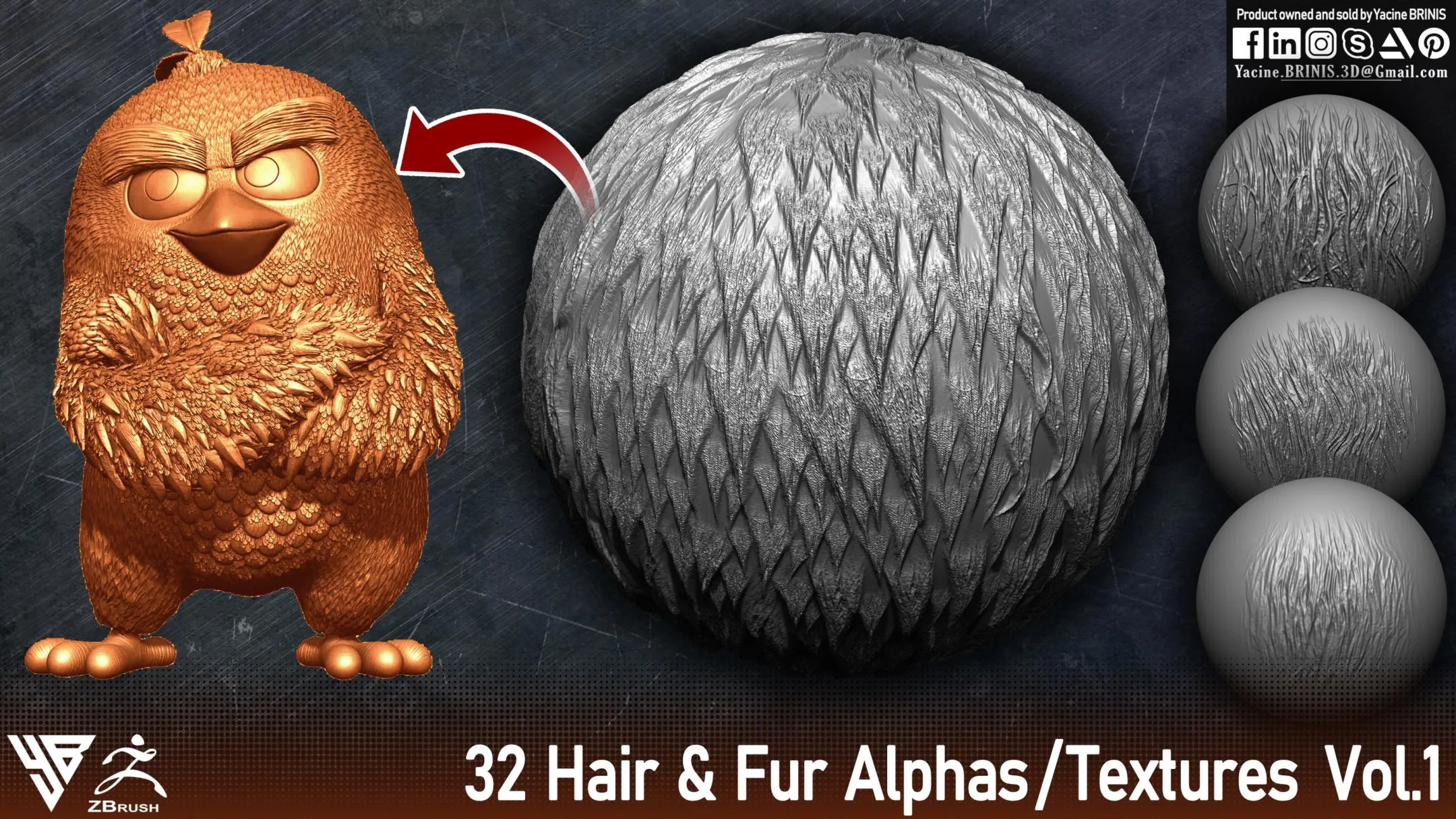 32 Hair & Fur Alphas / Textures Vol 01