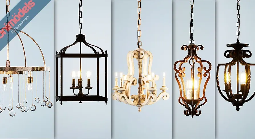 Rustic Pendant Lamps Vol. 1 for UE4