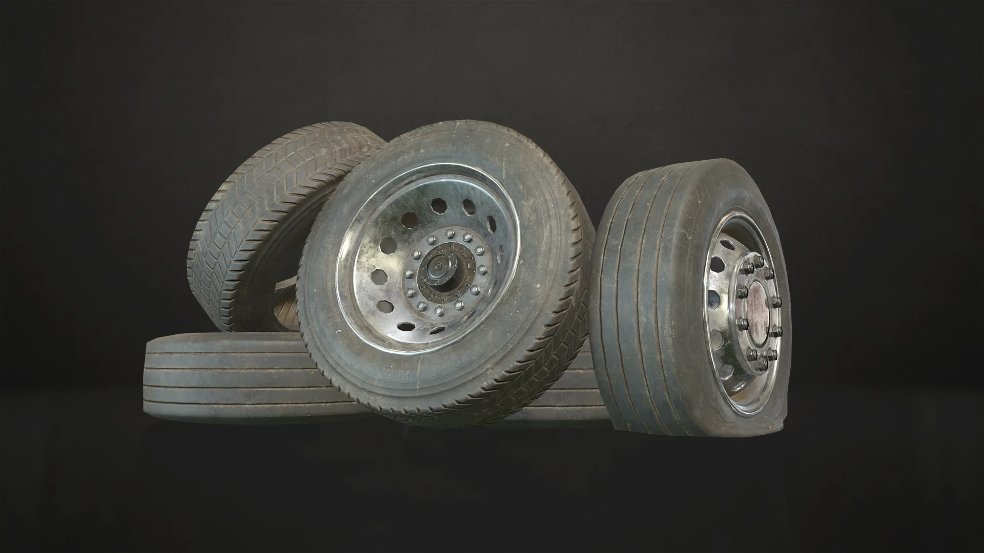 Truck Wheels Rims & Tires - Low Poly