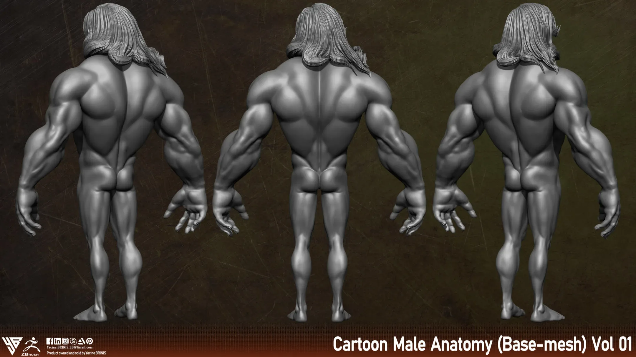 Cartoon Male Anatomy (Base-mesh) Vol 01