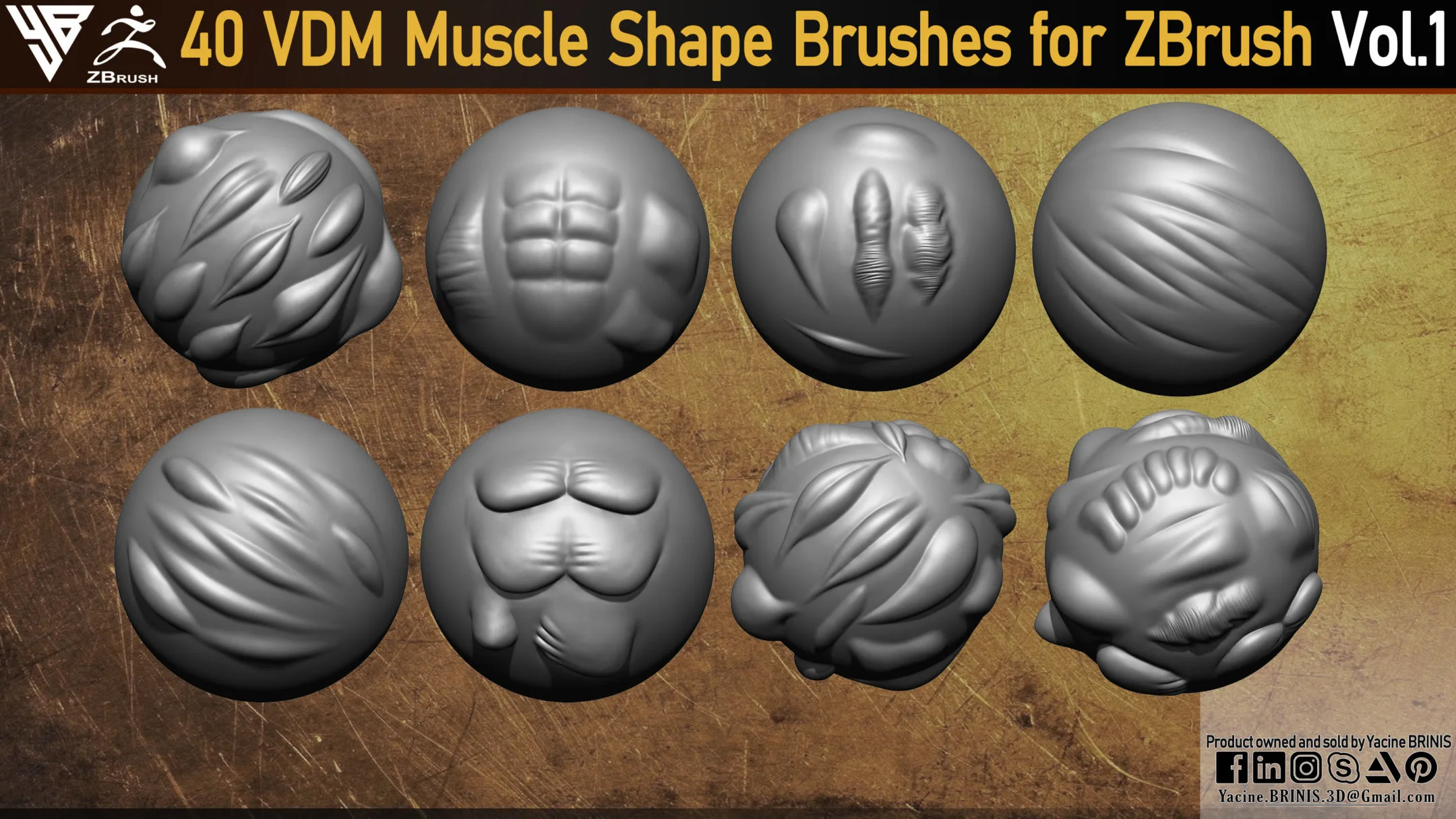 40 VDM Muscle Shape Brushes for ZBrush Vol 01