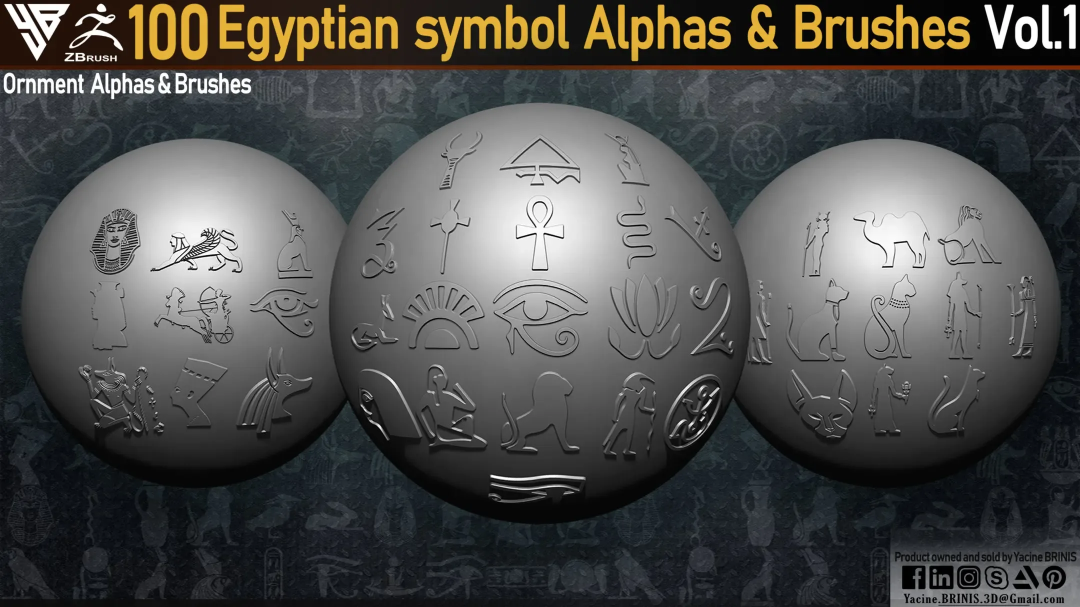 100 Egyptian Ornament (Alphas & IMM Brushes)