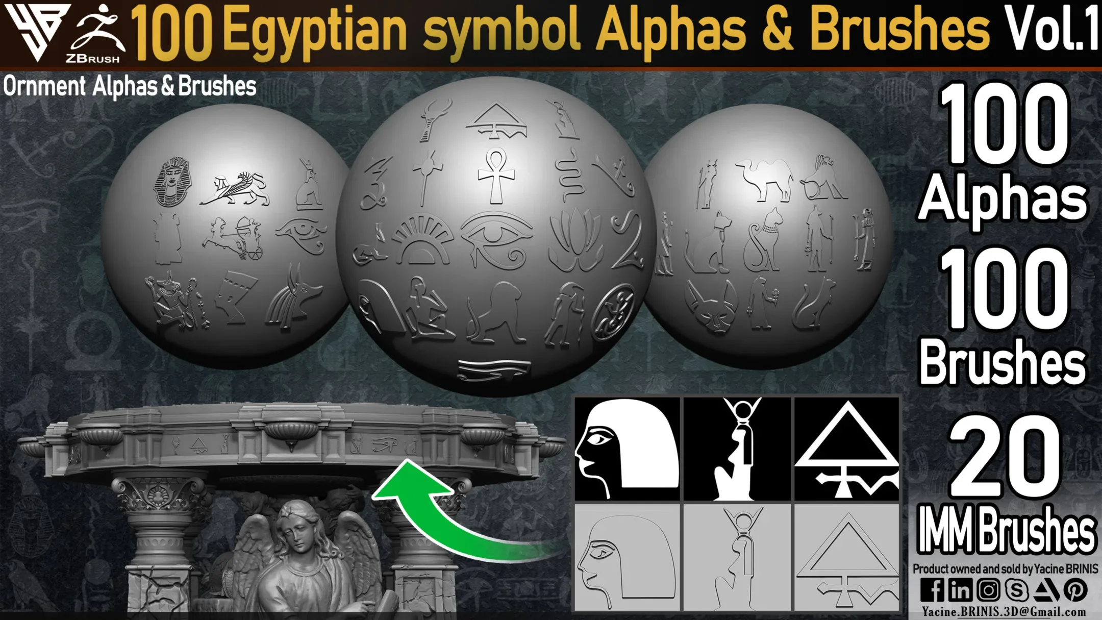 100 Egyptian Ornament (Alphas & IMM Brushes)
