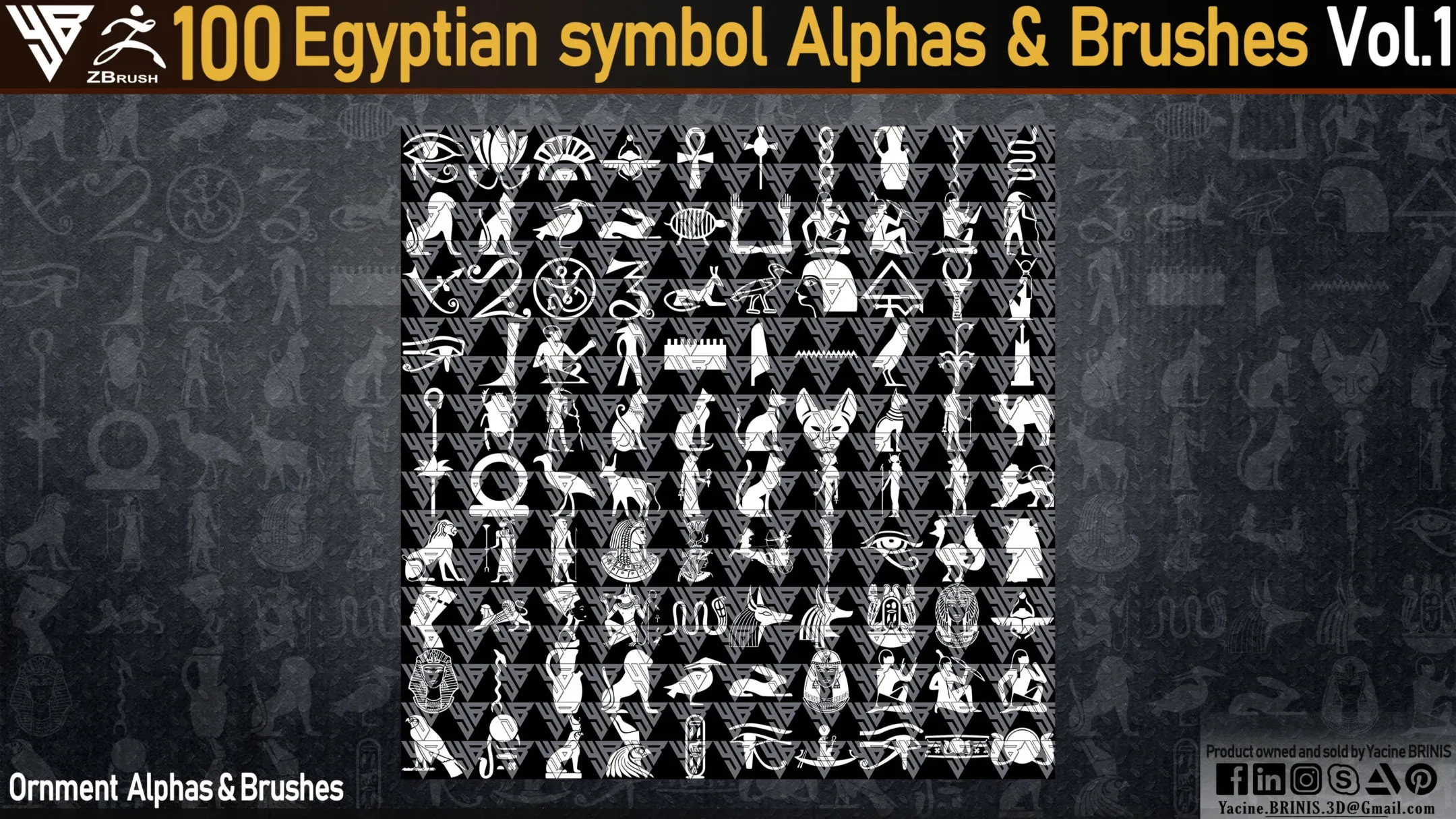 100 Egyptian Ornament (Alphas & IMM Brushes)
