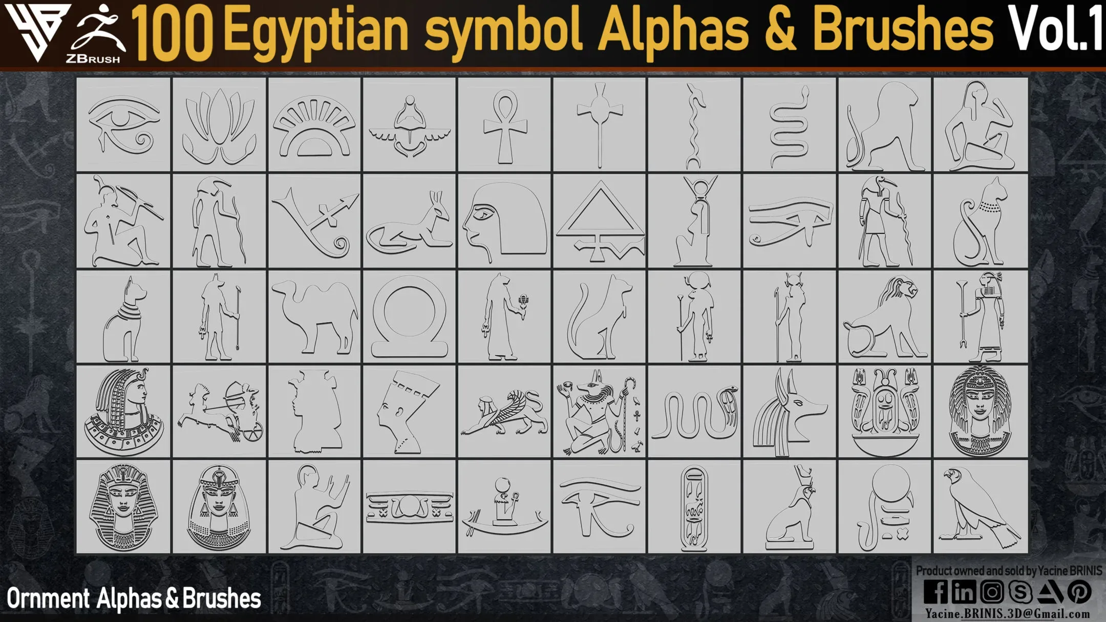 100 Egyptian Ornament (Alphas & IMM Brushes)