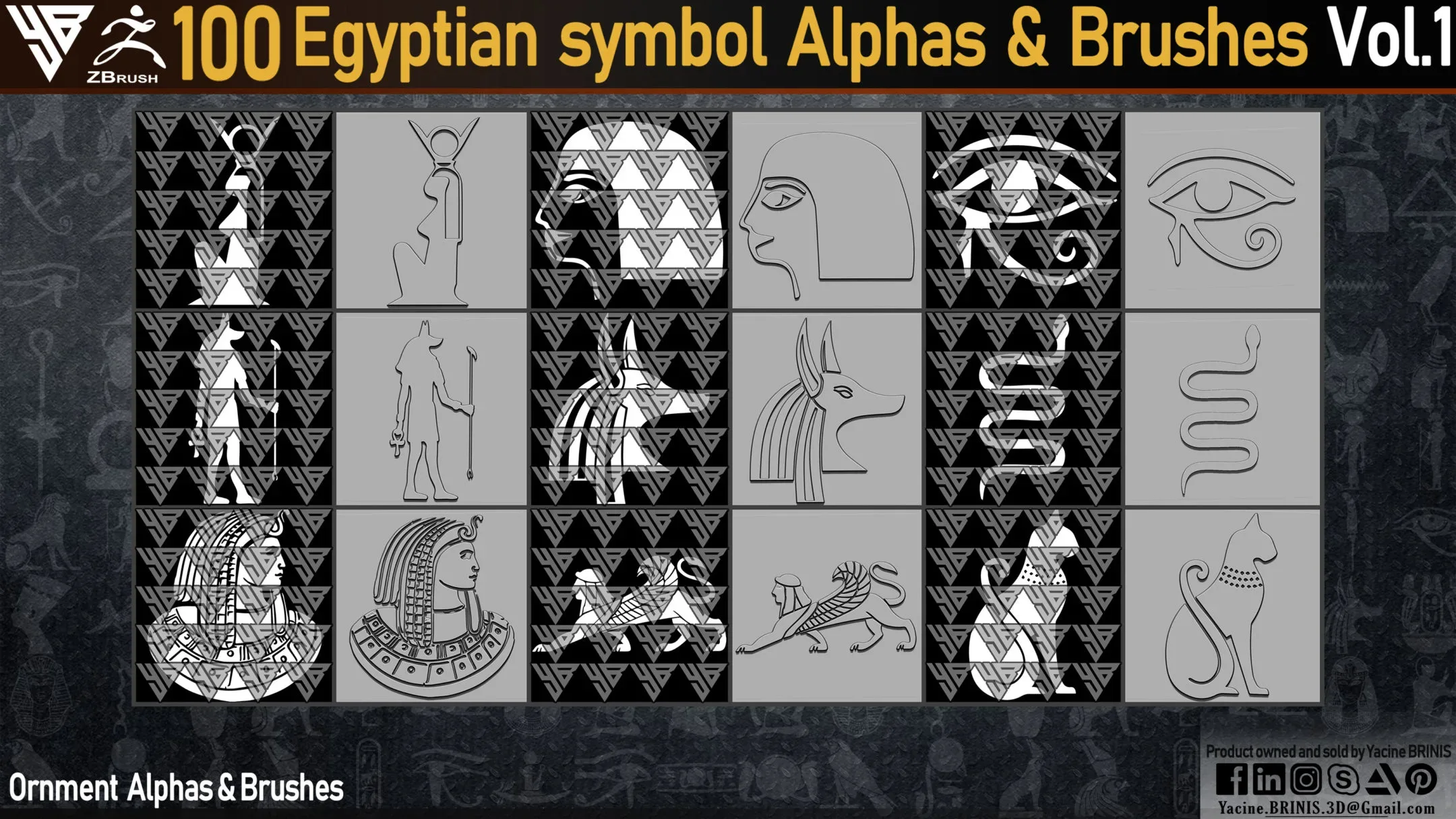 100 Egyptian Ornament (Alphas & IMM Brushes)