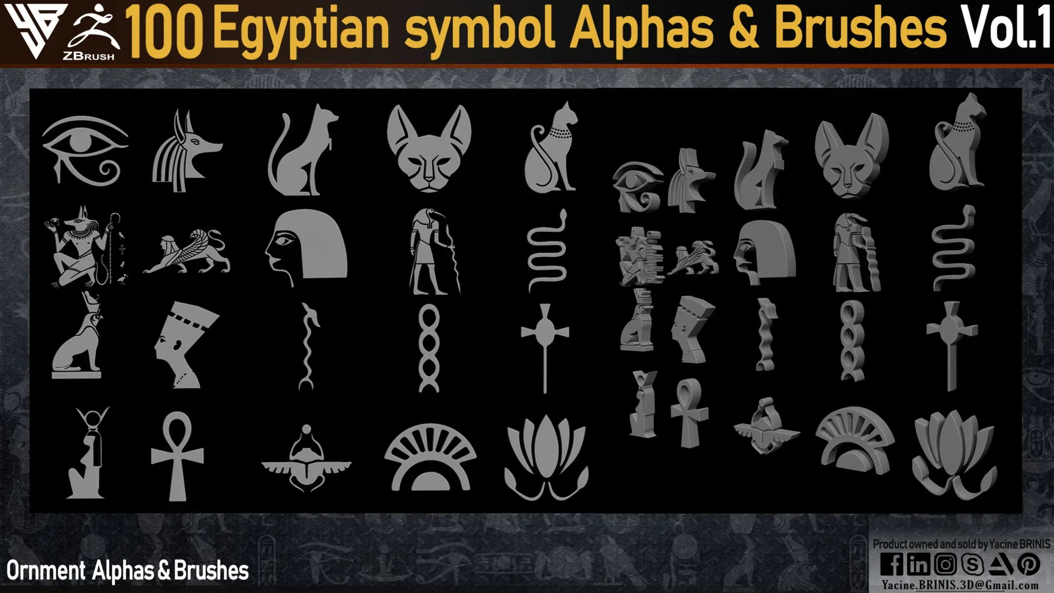 100 Egyptian Ornament (Alphas & IMM Brushes)