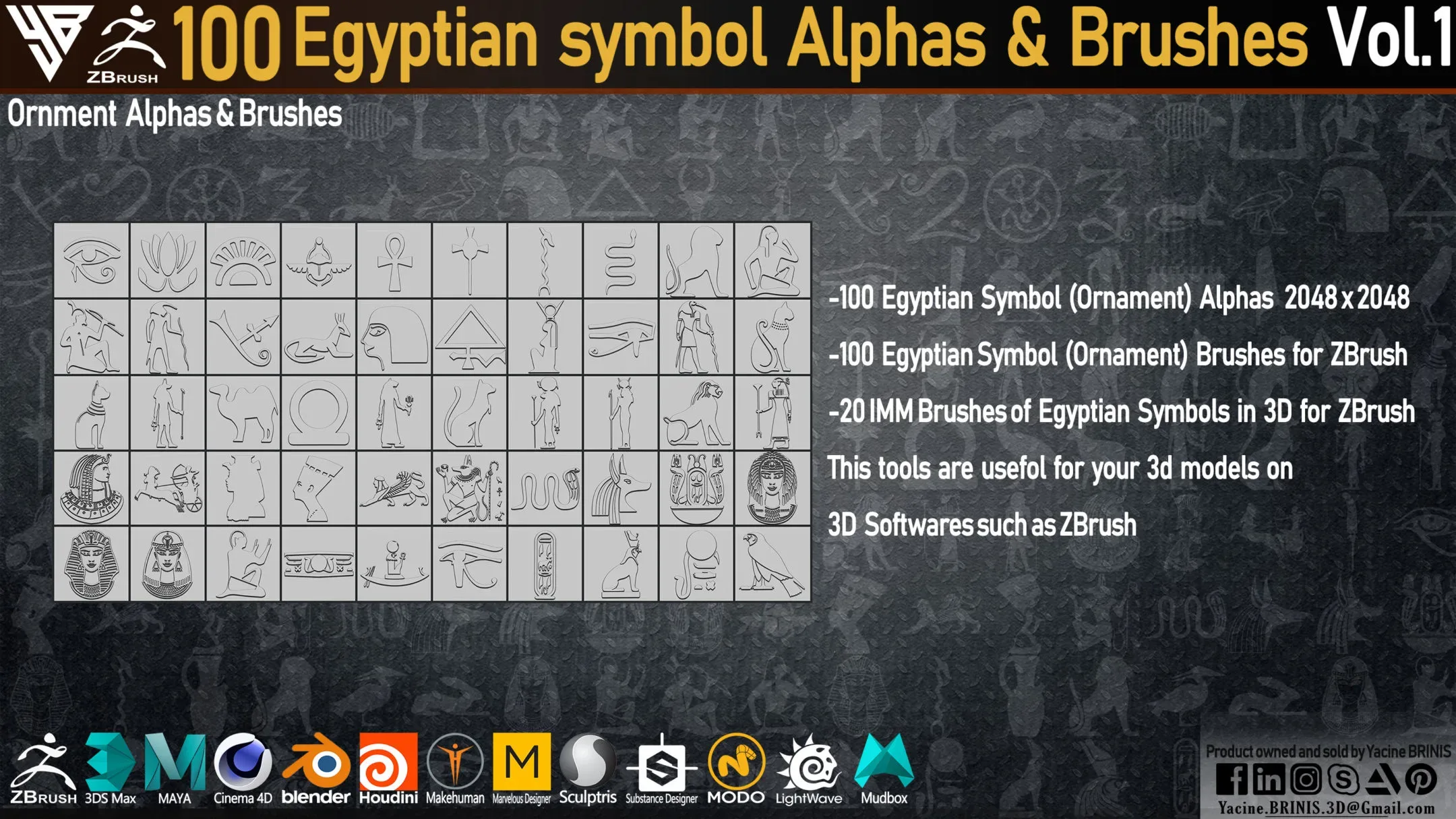 100 Egyptian Ornament (Alphas & IMM Brushes)