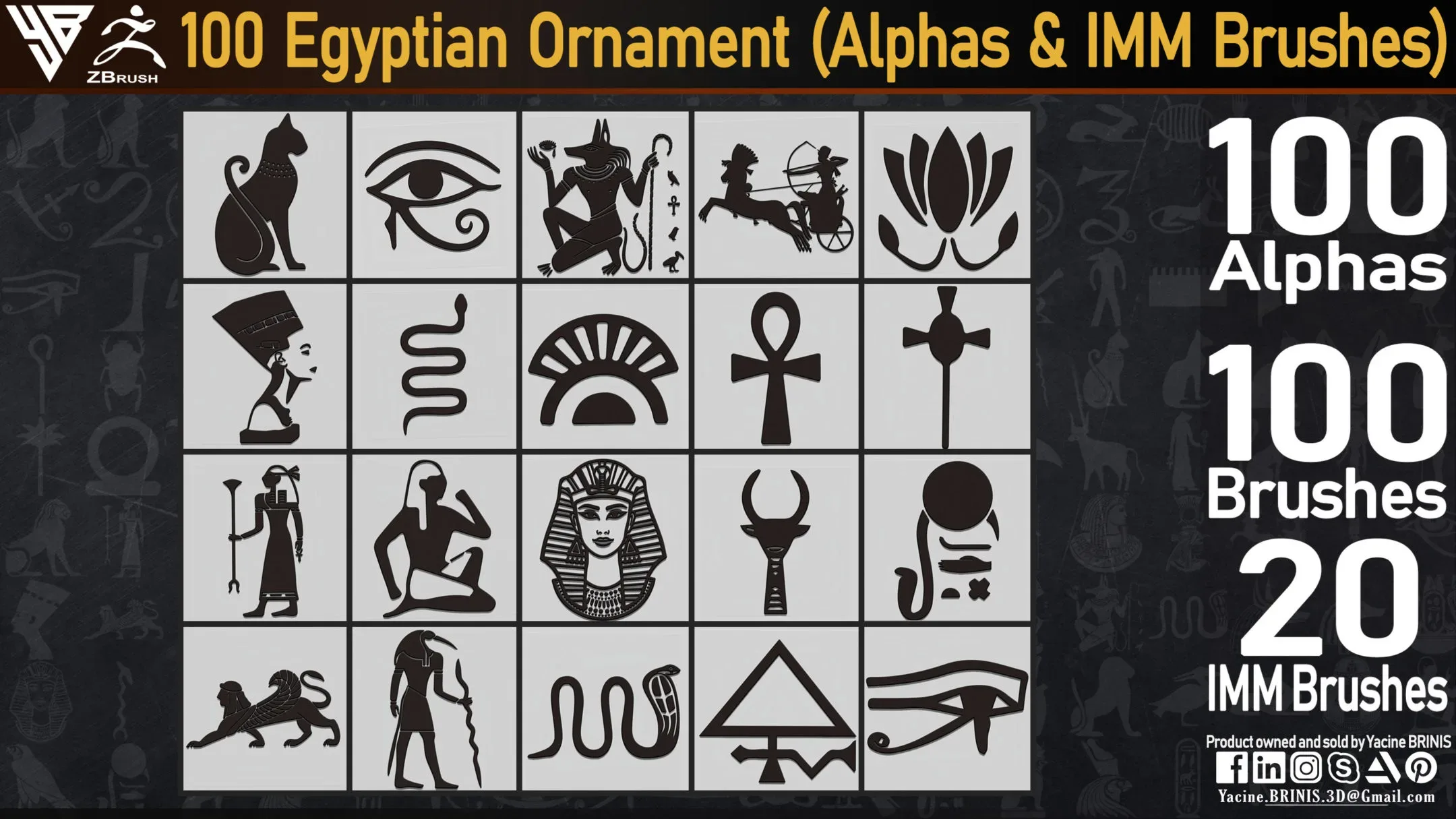 100 Egyptian Ornament (Alphas & IMM Brushes)