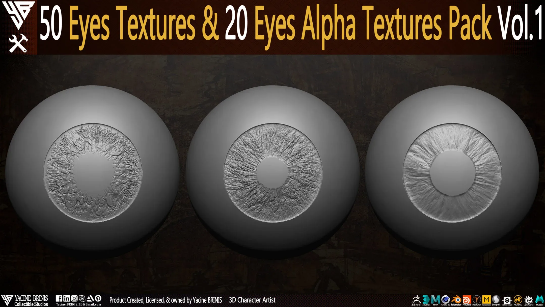 50 Eyes Textures & 20 Eyes Alpha Textures Pack Vol 01