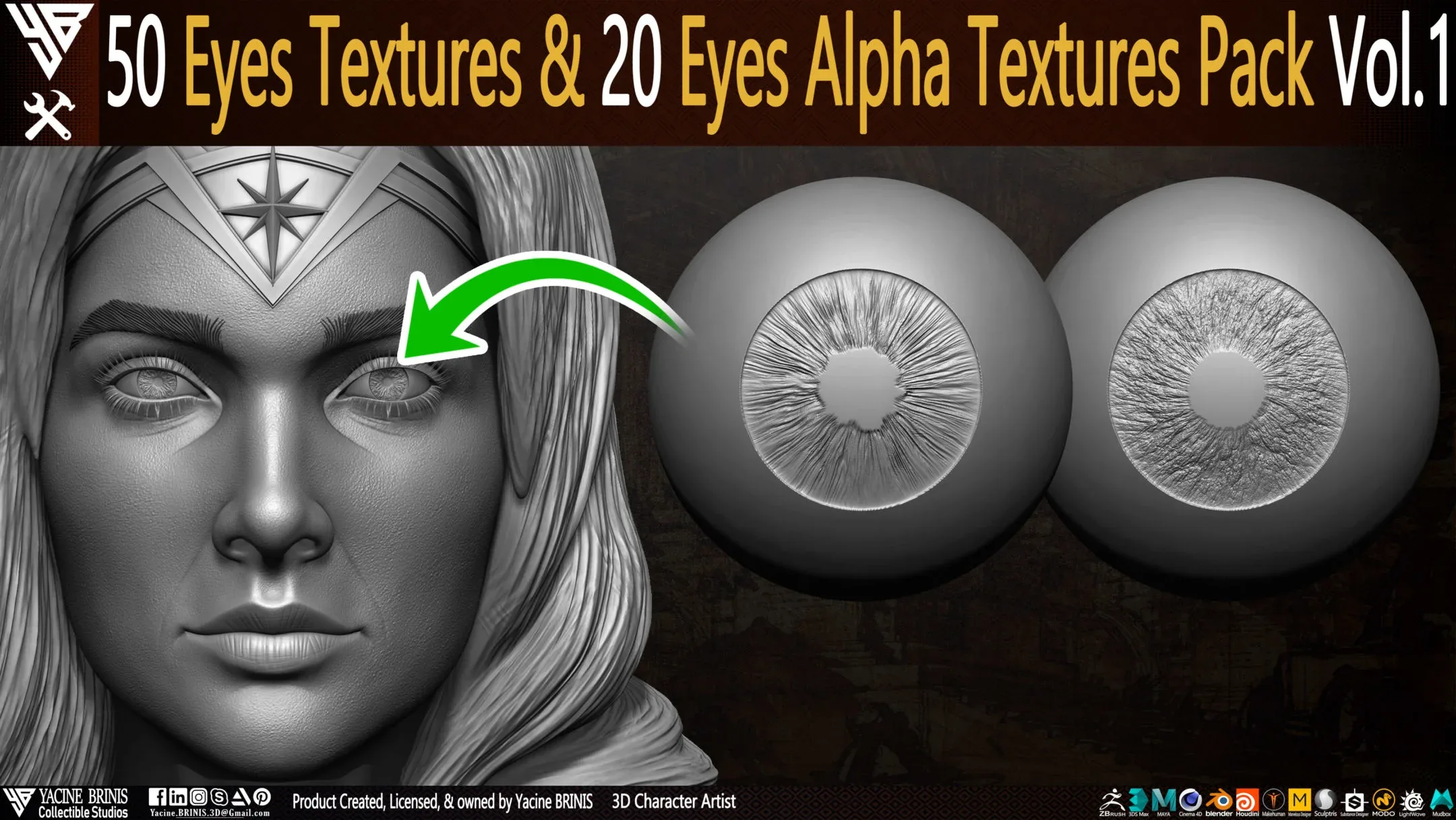 50 Eyes Textures & 20 Eyes Alpha Textures Pack Vol 01