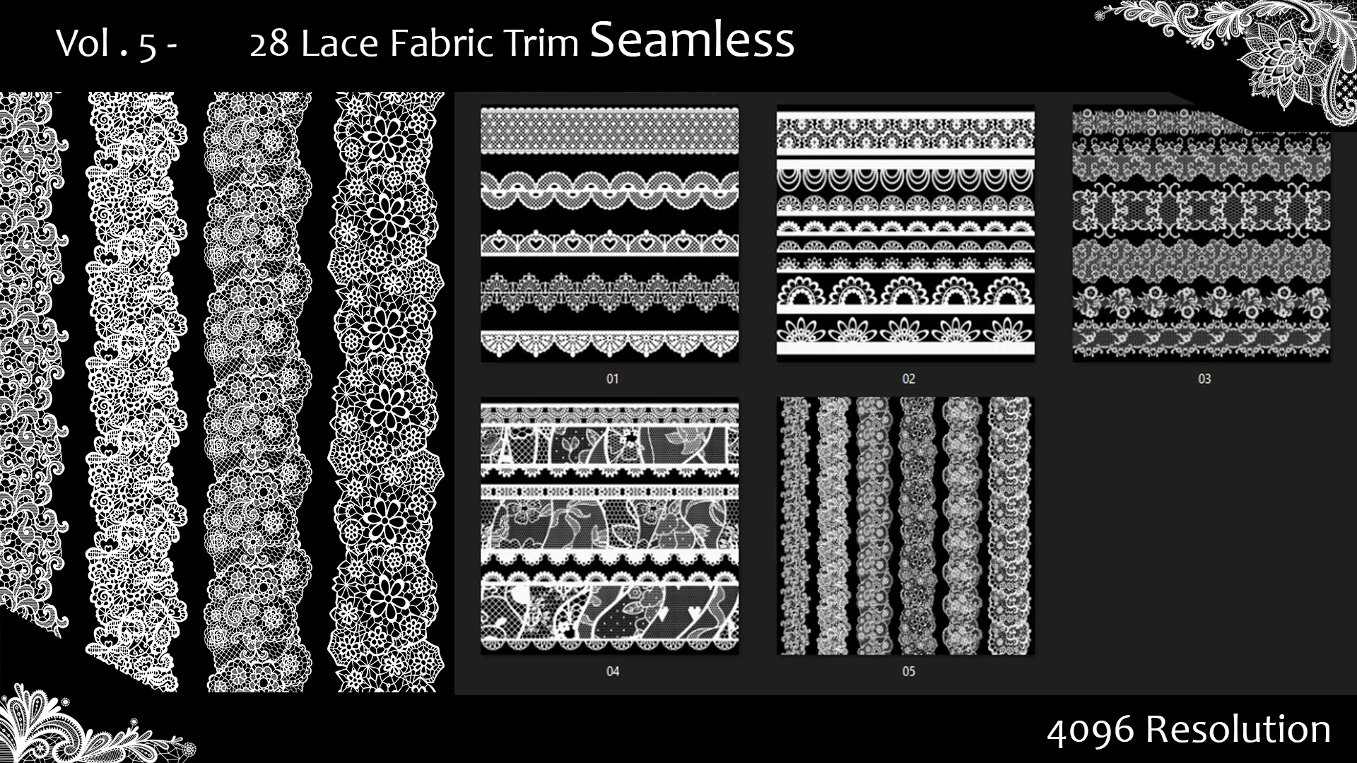 Vol. 5 - 28 Lace Fabric Trim Seamless