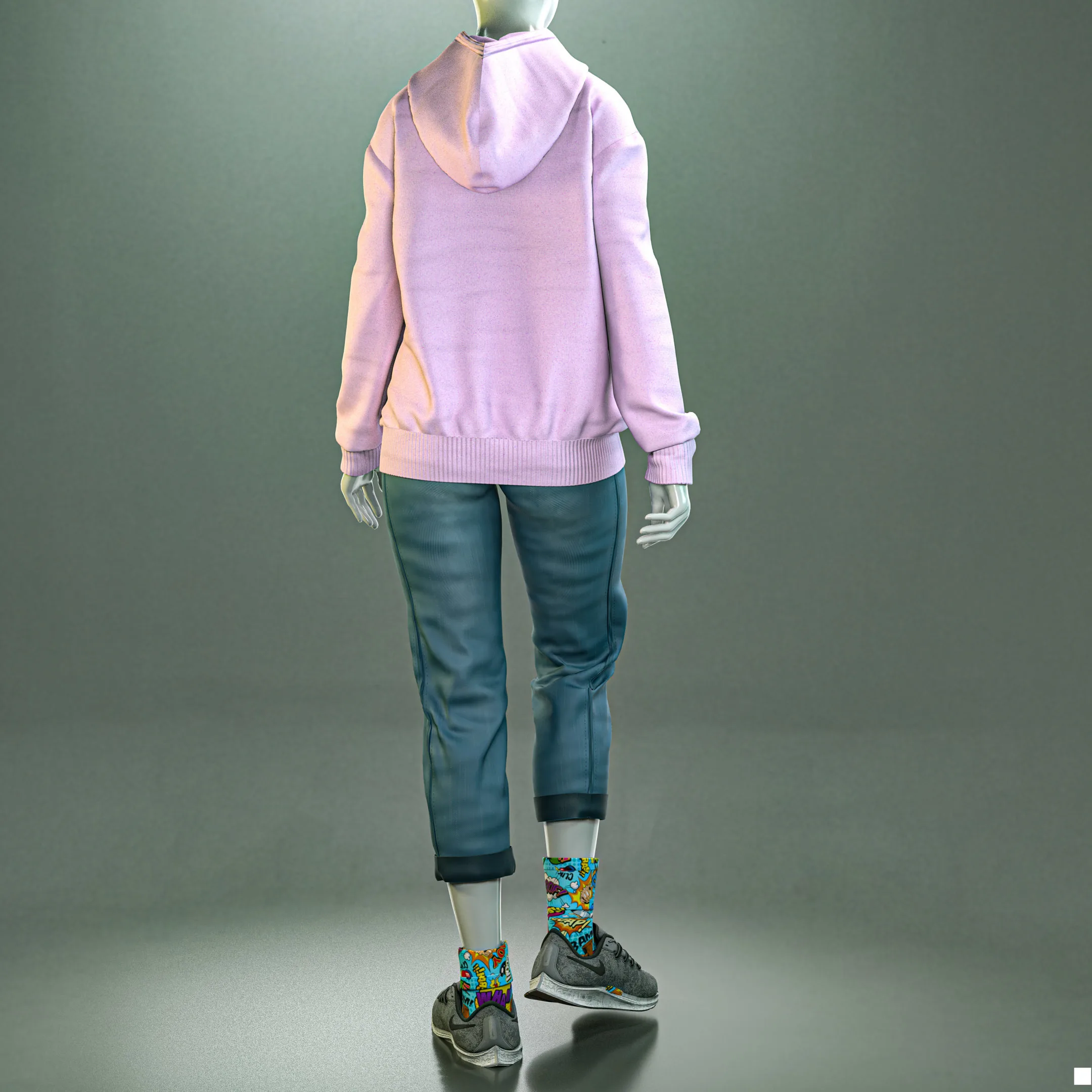 Hoodie & mom jeans (Marvelous Designer & Clo3d & FBX & OBJ & Texture)