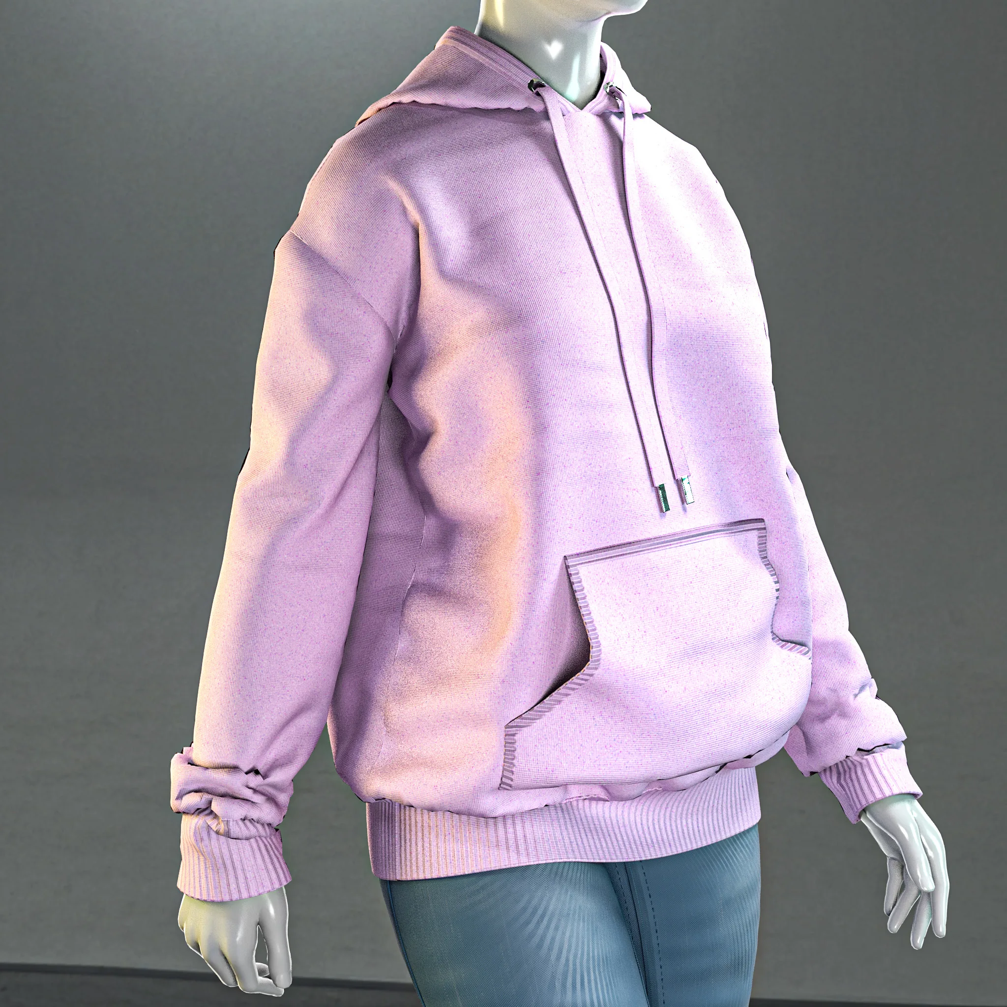 Hoodie & mom jeans (Marvelous Designer & Clo3d & FBX & OBJ & Texture)