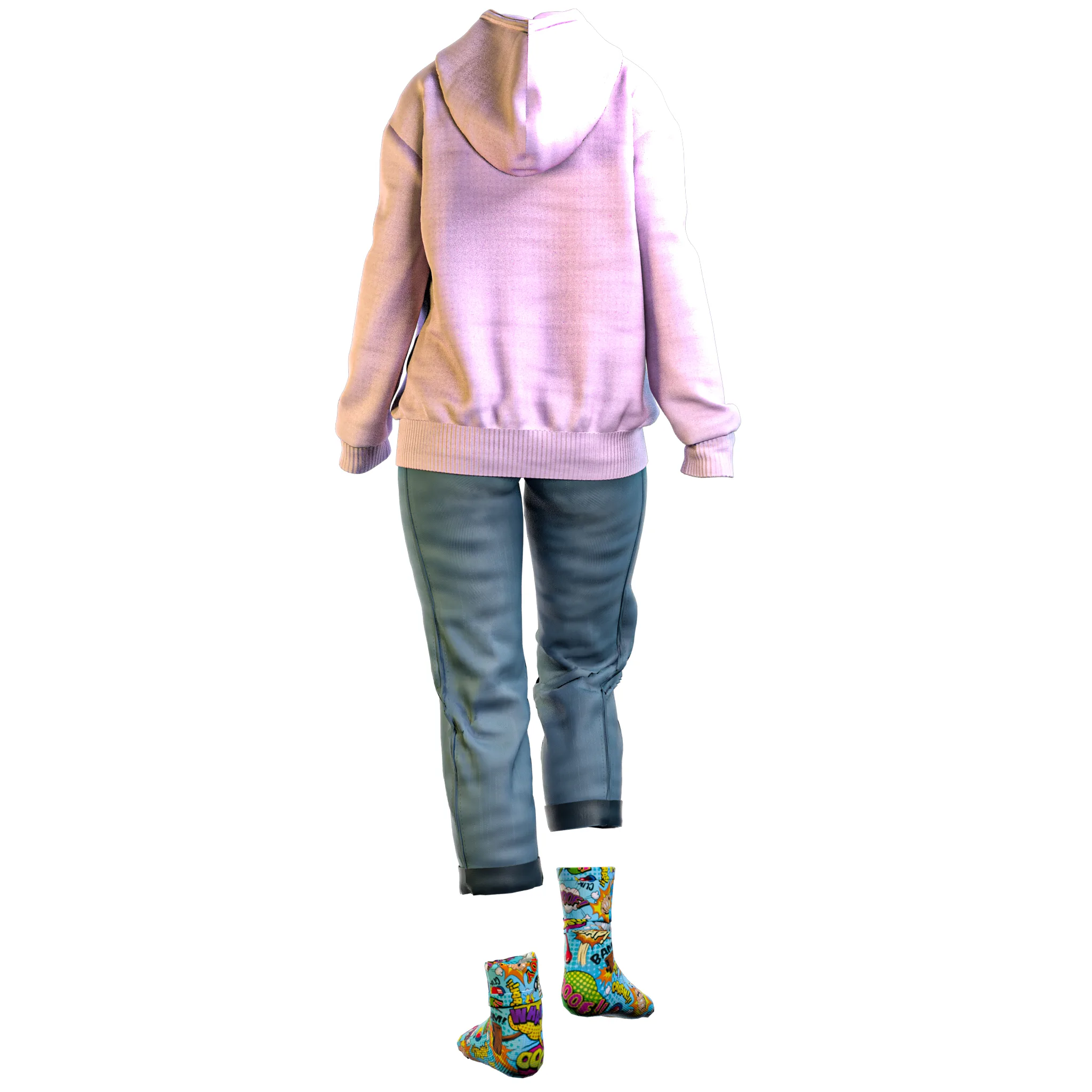 Hoodie & mom jeans (Marvelous Designer & Clo3d & FBX & OBJ & Texture)