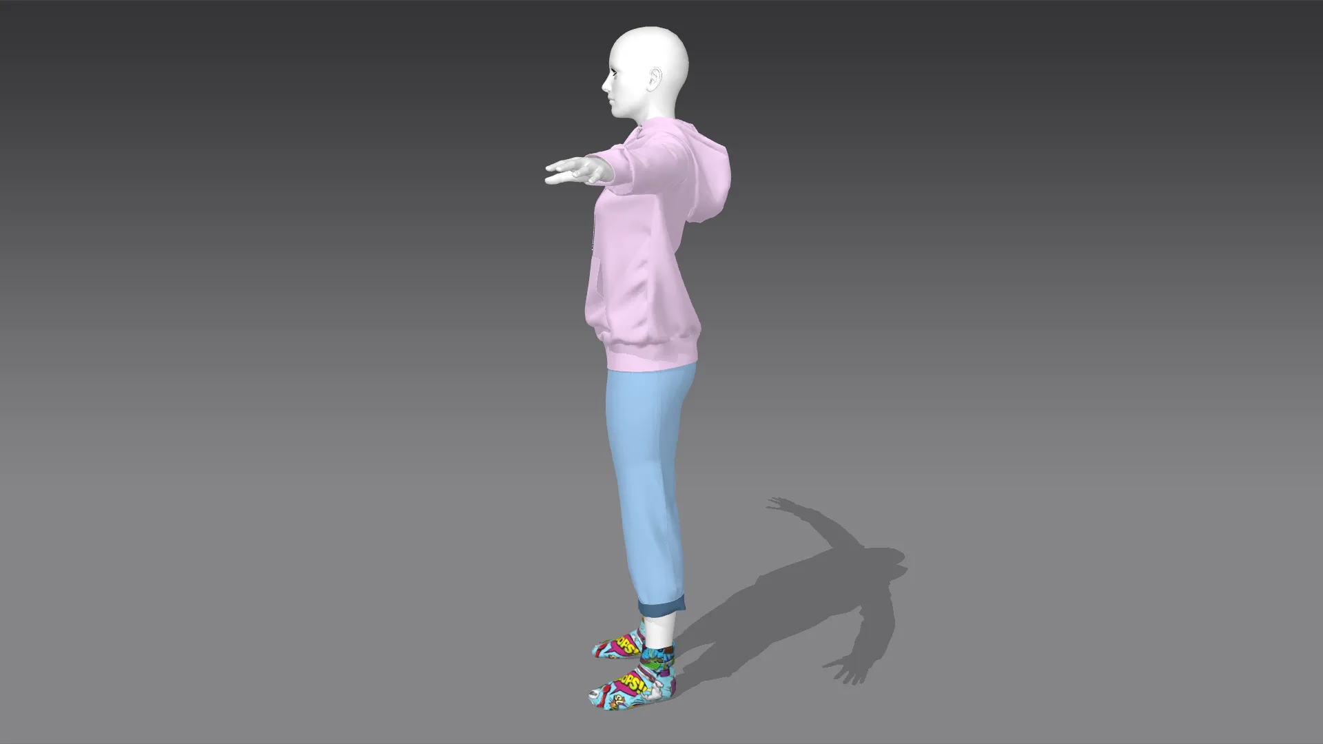 Hoodie & mom jeans (Marvelous Designer & Clo3d & FBX & OBJ & Texture)