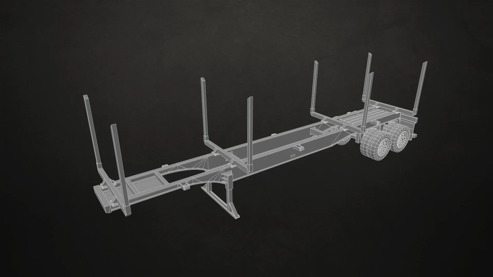 Semi Truck Log Trailer - Low Poly