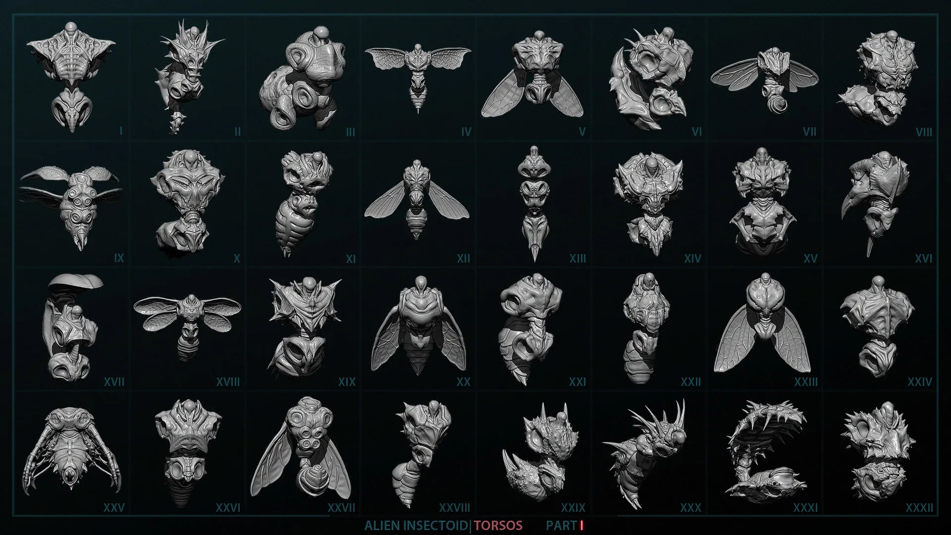 Alien Insectoid Torsos – 32 IMM Brushes Part I