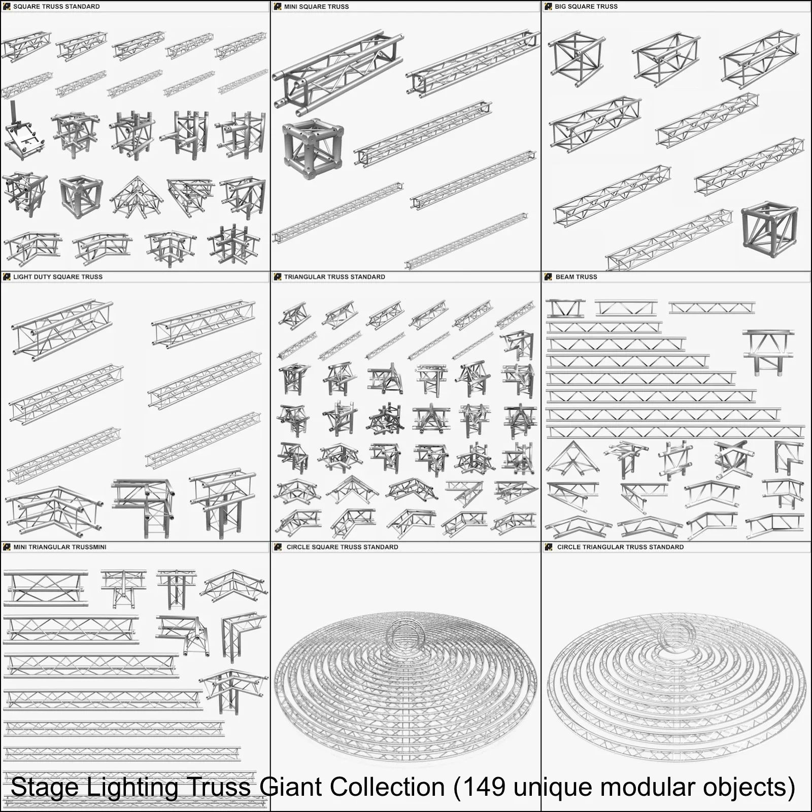 Stage Lighting Truss Giant Collection - 149 unique modular objects