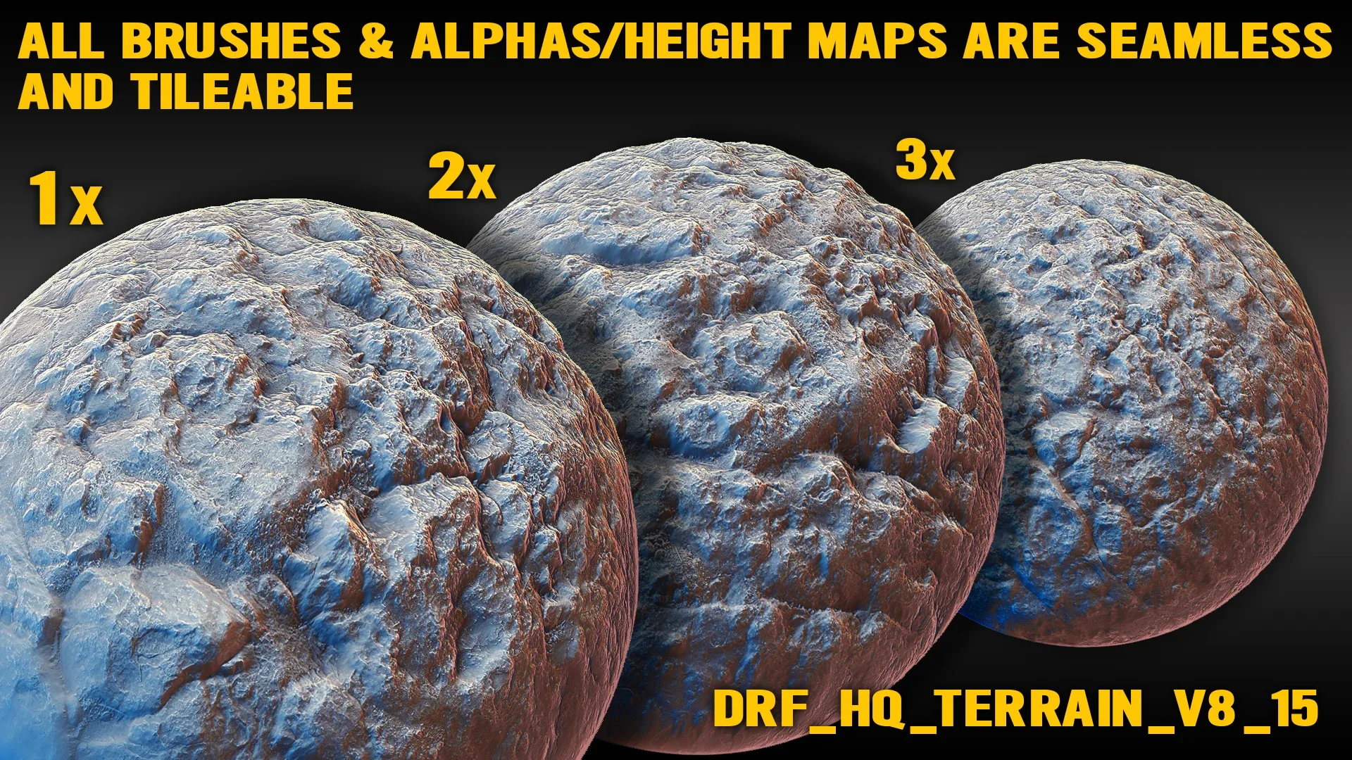 Ultra HQ Seamless Terrain / Rocks Sculpt brushes + Alpha/Height Maps Set Vol.8