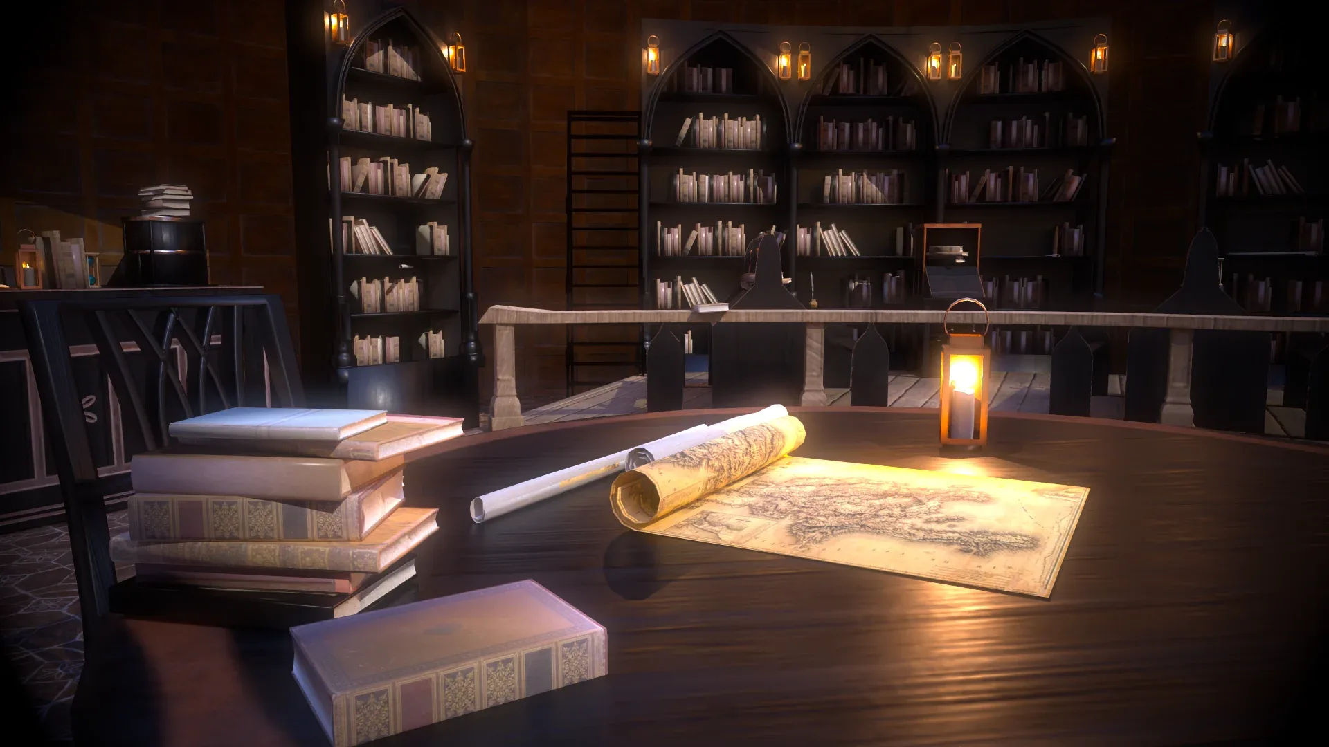 Medieval Library Model Pack (Black) low-poly